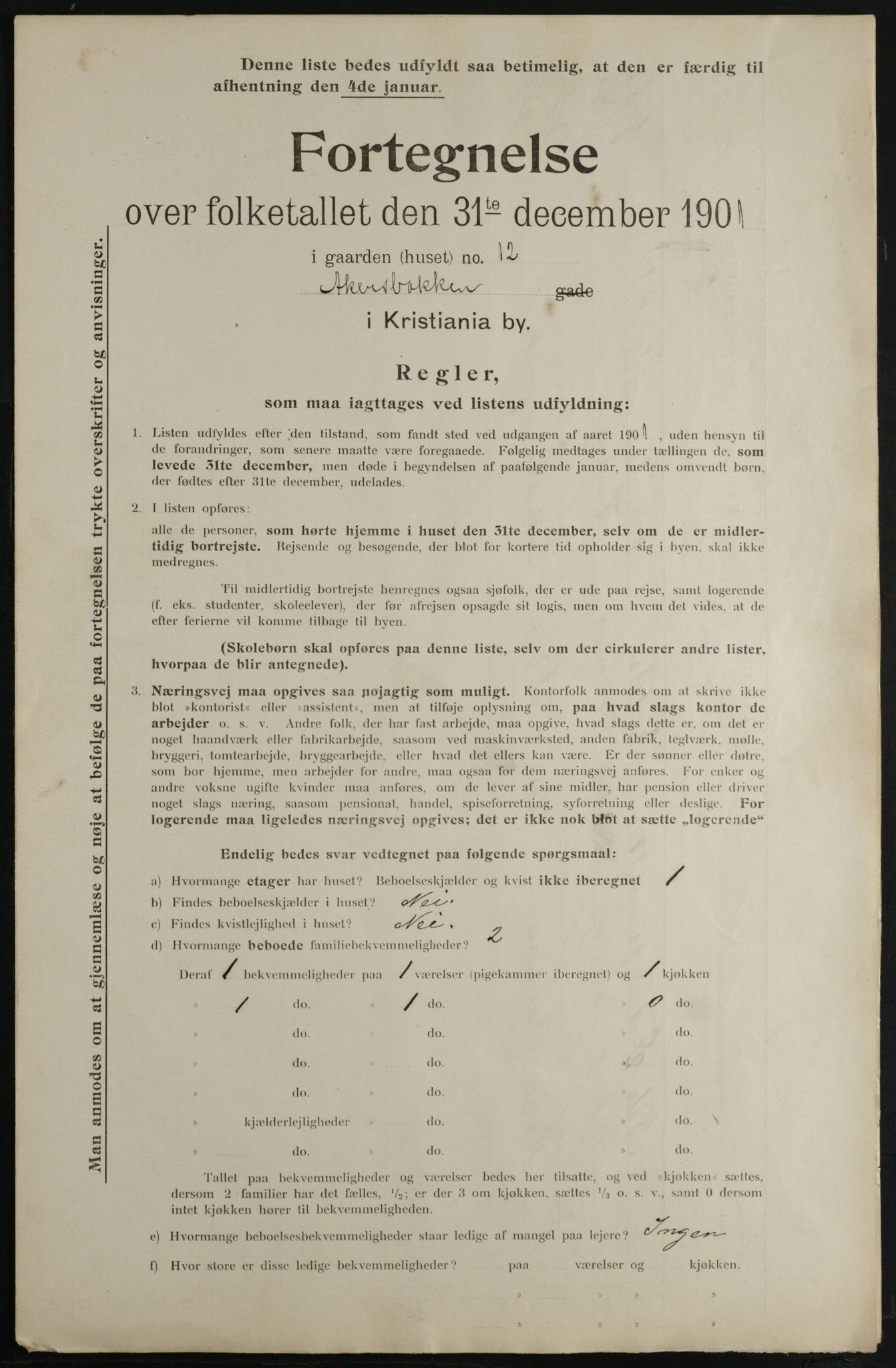 OBA, Municipal Census 1901 for Kristiania, 1901, p. 11