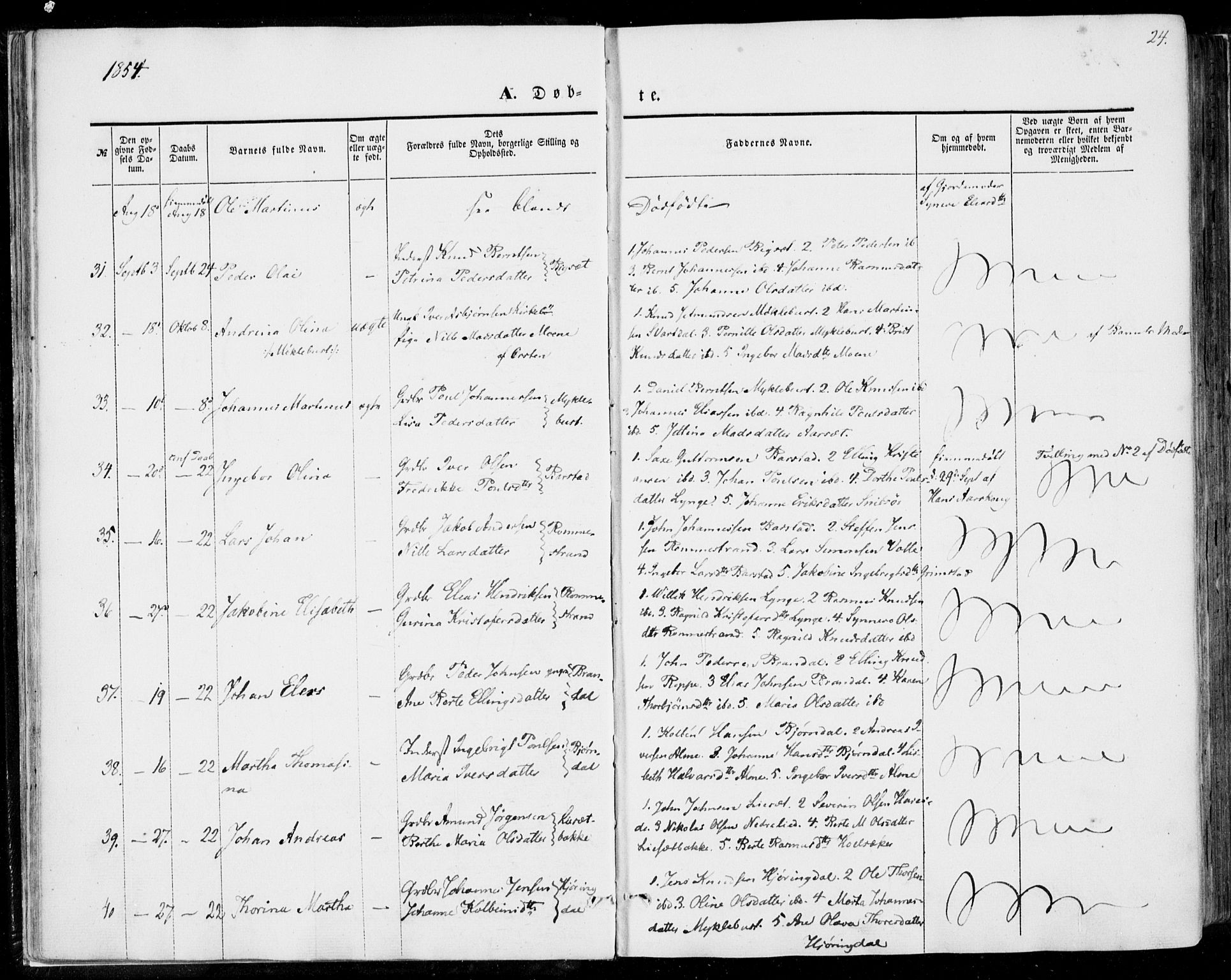 Ministerialprotokoller, klokkerbøker og fødselsregistre - Møre og Romsdal, SAT/A-1454/510/L0121: Parish register (official) no. 510A01, 1848-1877, p. 24