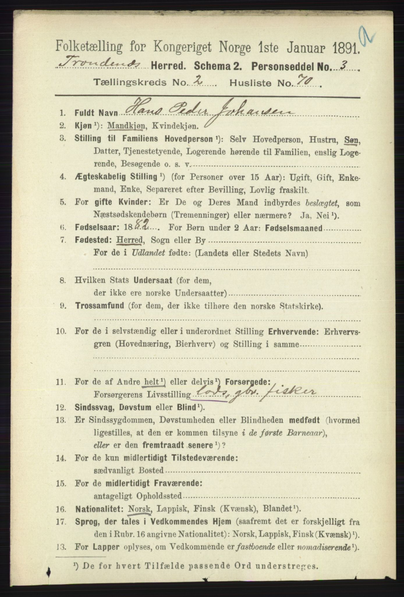 RA, 1891 census for 1914 Trondenes, 1891, p. 1104