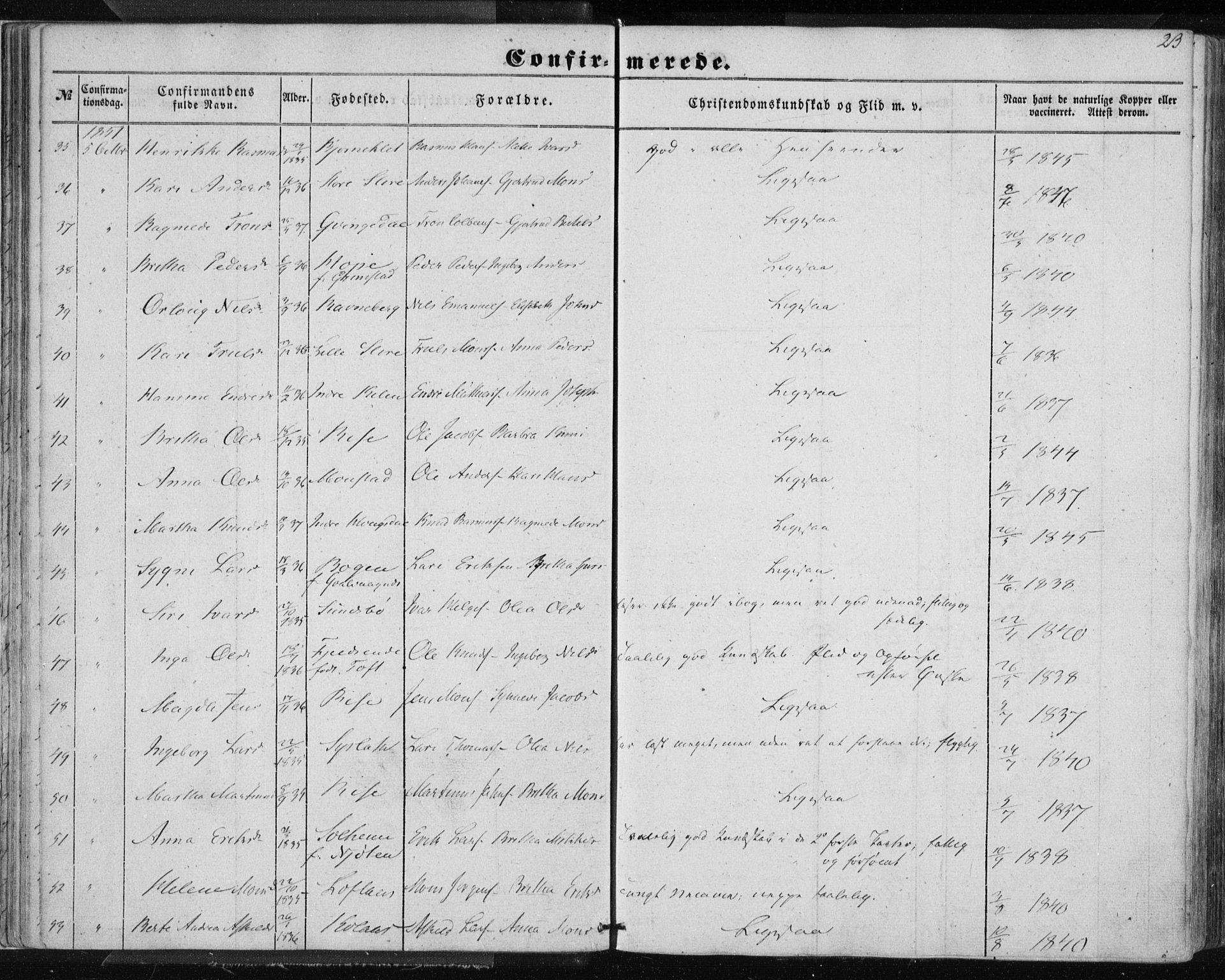 Lindås Sokneprestembete, AV/SAB-A-76701/H/Haa/Haaa/L0013: Parish register (official) no. A 13, 1848-1862, p. 23