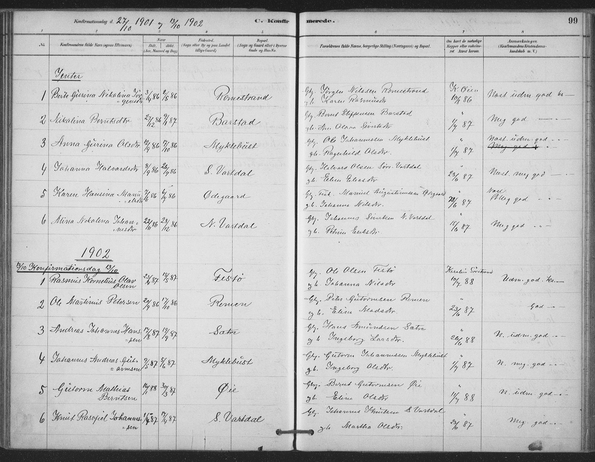 Ministerialprotokoller, klokkerbøker og fødselsregistre - Møre og Romsdal, AV/SAT-A-1454/514/L0199: Parish register (official) no. 514A01, 1878-1912, p. 99