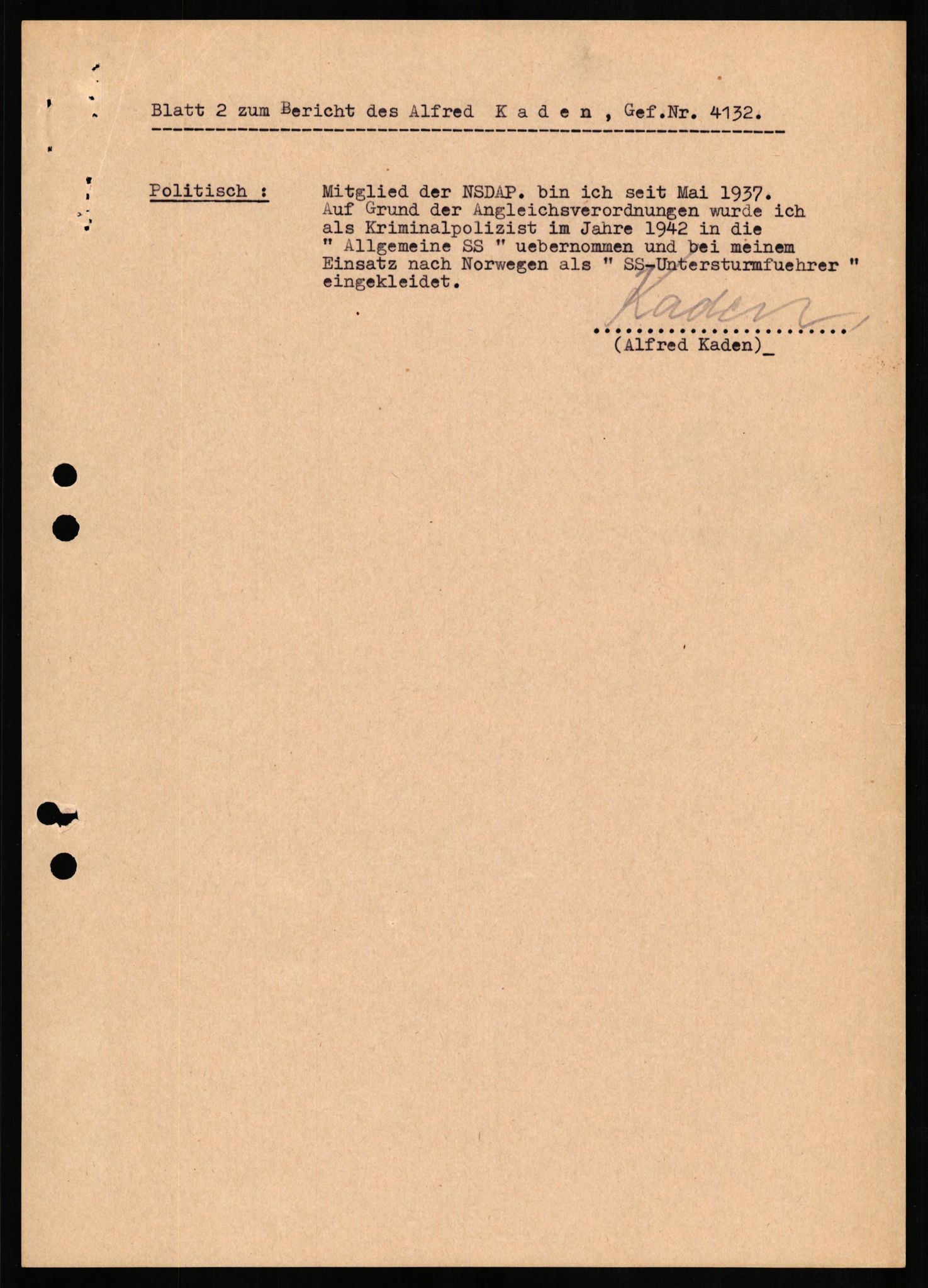 Forsvaret, Forsvarets overkommando II, AV/RA-RAFA-3915/D/Db/L0015: CI Questionaires. Tyske okkupasjonsstyrker i Norge. Tyskere., 1945-1946, p. 290