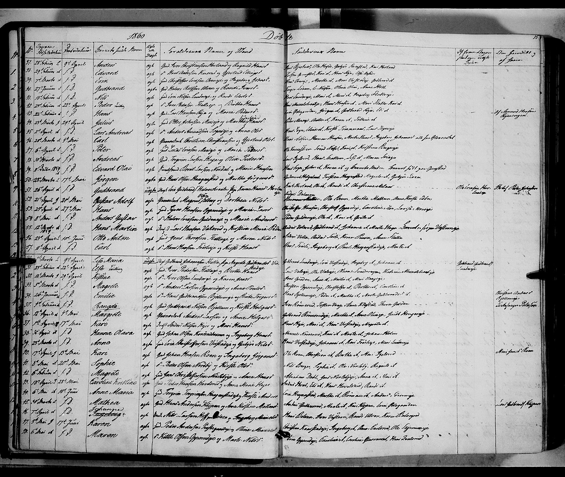 Jevnaker prestekontor, SAH/PREST-116/H/Ha/Haa/L0007: Parish register (official) no. 7, 1858-1876, p. 15