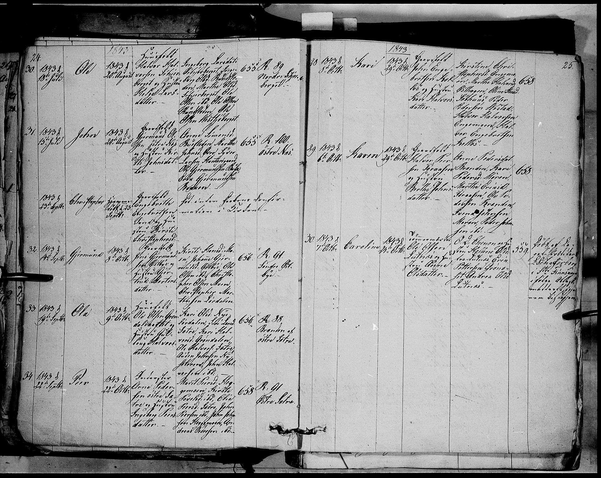 Trysil prestekontor, AV/SAH-PREST-046/H/Ha/Haa/L0004: Parish register (official) no. 4 /1, 1842-1850, p. 24-25