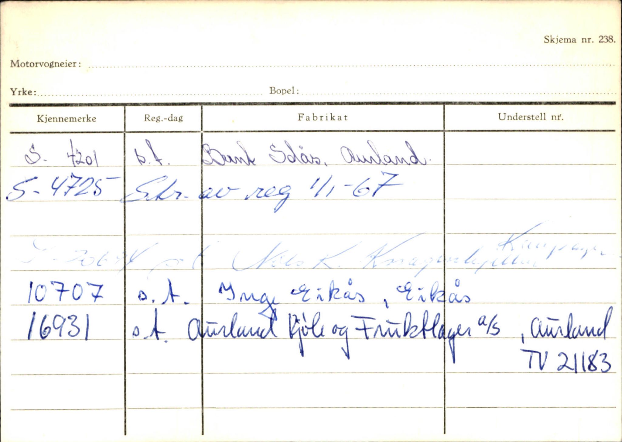 Statens vegvesen, Sogn og Fjordane vegkontor, AV/SAB-A-5301/4/F/L0125: Eigarregister Sogndal V-Å. Aurland A-Å. Fjaler A-N, 1945-1975, p. 1101