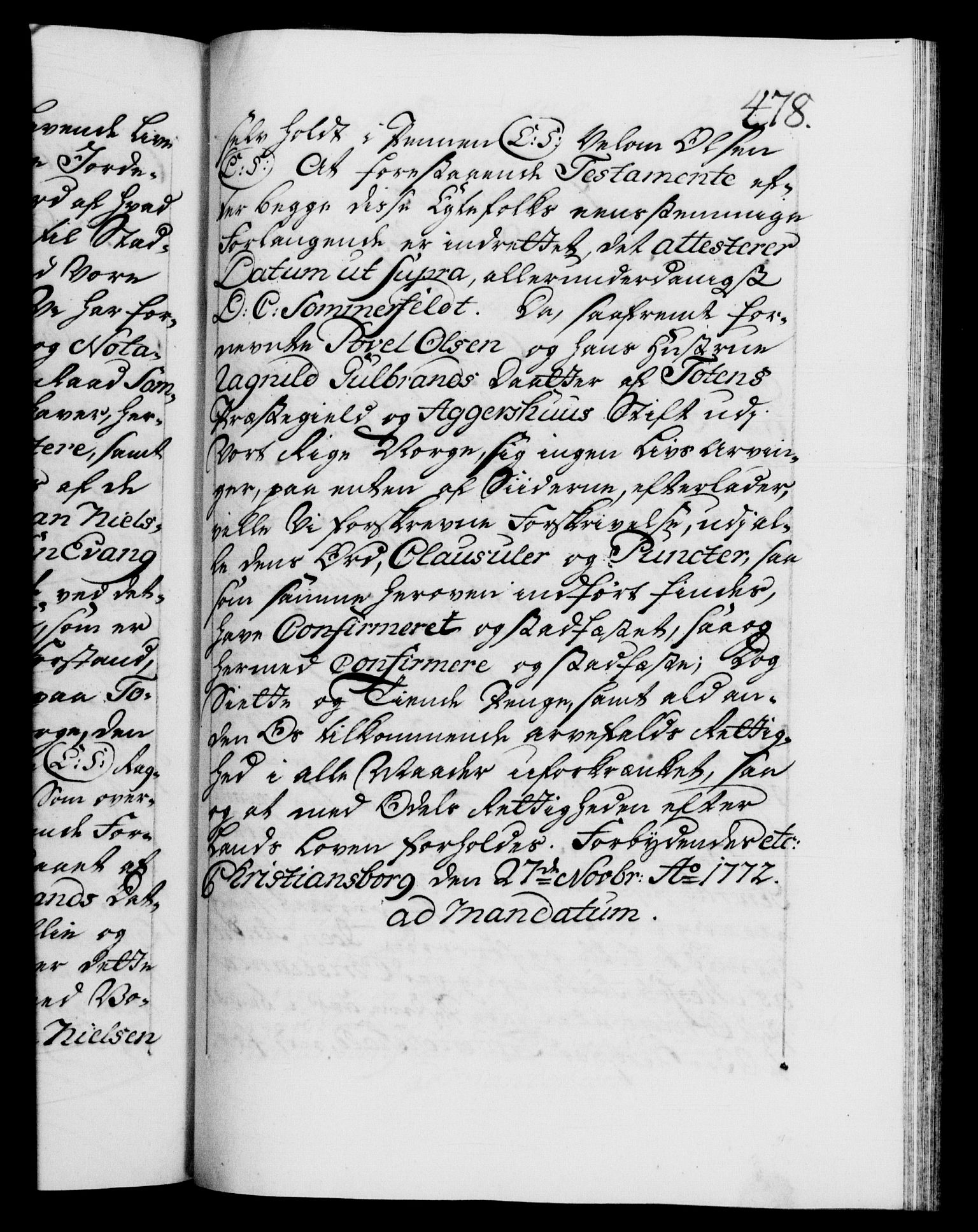 Danske Kanselli 1572-1799, RA/EA-3023/F/Fc/Fca/Fcaa/L0045: Norske registre "Norske eller 3. dept.s åpne brev, 1771-1773, p. 478a