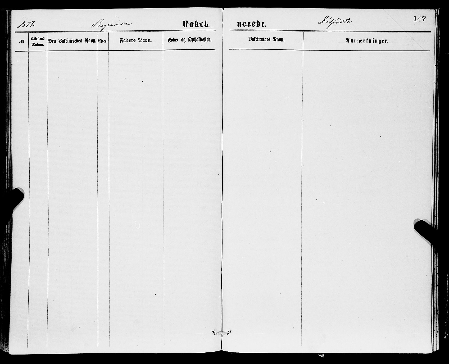 Vossestrand Sokneprestembete, AV/SAB-A-79101/H/Haa: Parish register (official) no. A 1, 1866-1877, p. 147