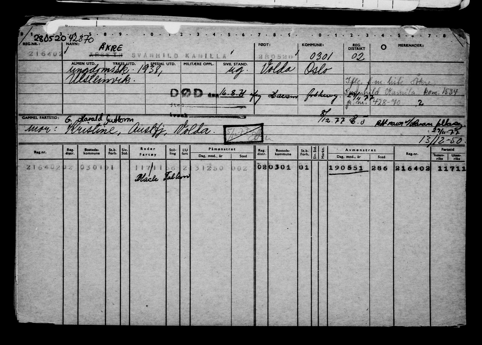 Direktoratet for sjømenn, AV/RA-S-3545/G/Gb/L0181: Hovedkort, 1920, p. 398