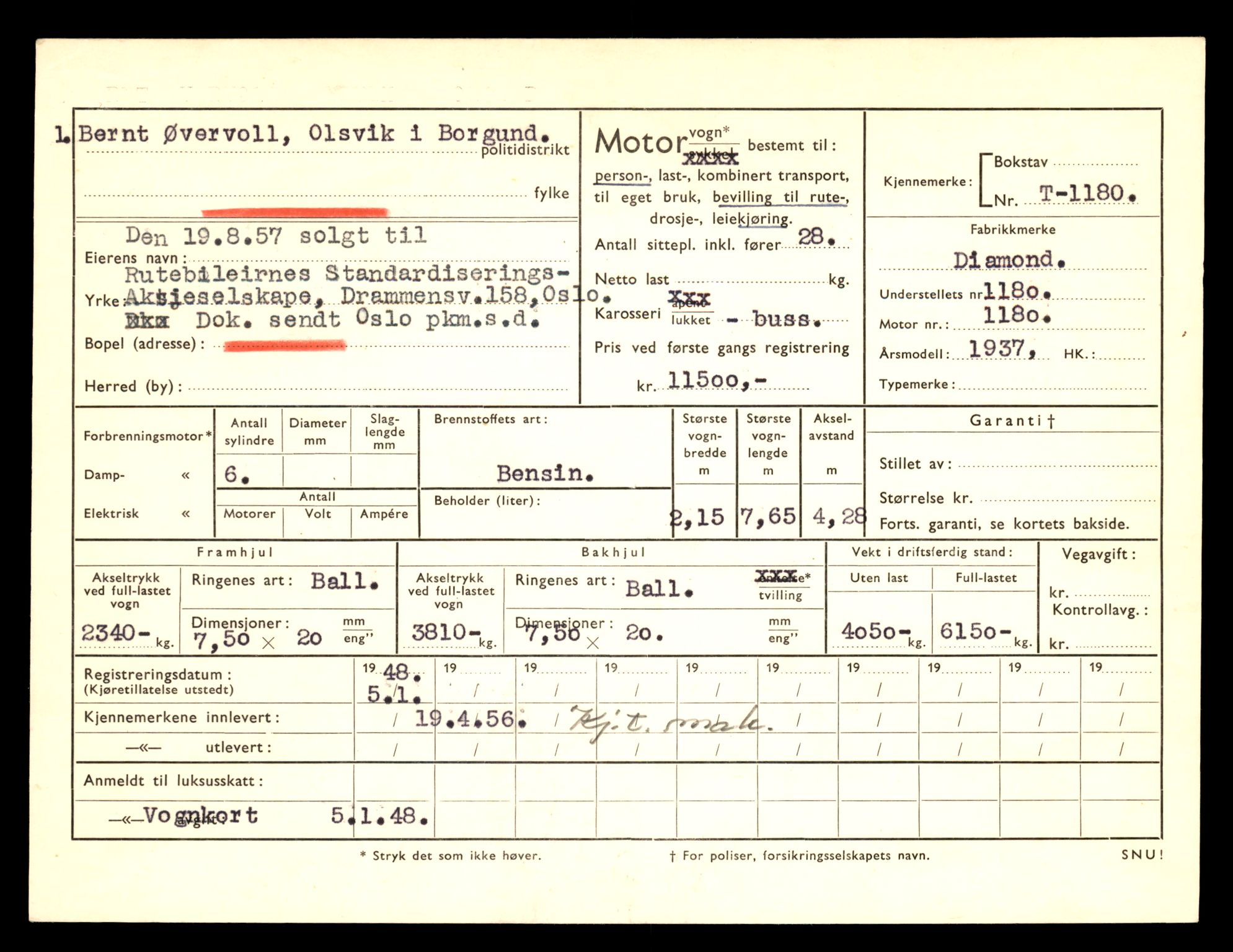 Møre og Romsdal vegkontor - Ålesund trafikkstasjon, AV/SAT-A-4099/F/Fe/L0011: Registreringskort for kjøretøy T 1170 - T 1289, 1927-1998, p. 221