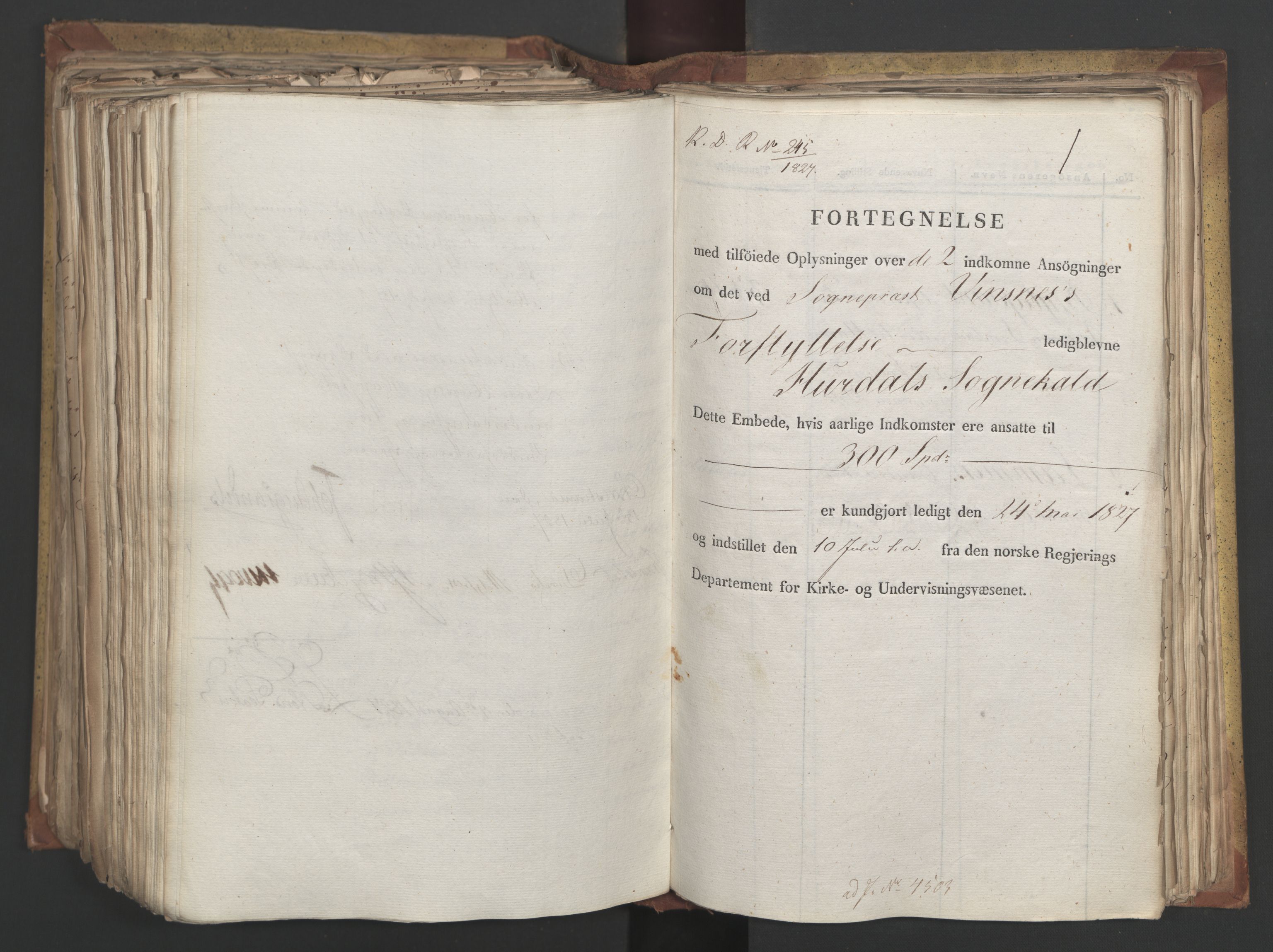 Statsrådsavdelingen i Stockholm, AV/RA-S-1003/D/Da/L0051: Regjeringsinnstillinger nr. 4310-4565, 1827, p. 492