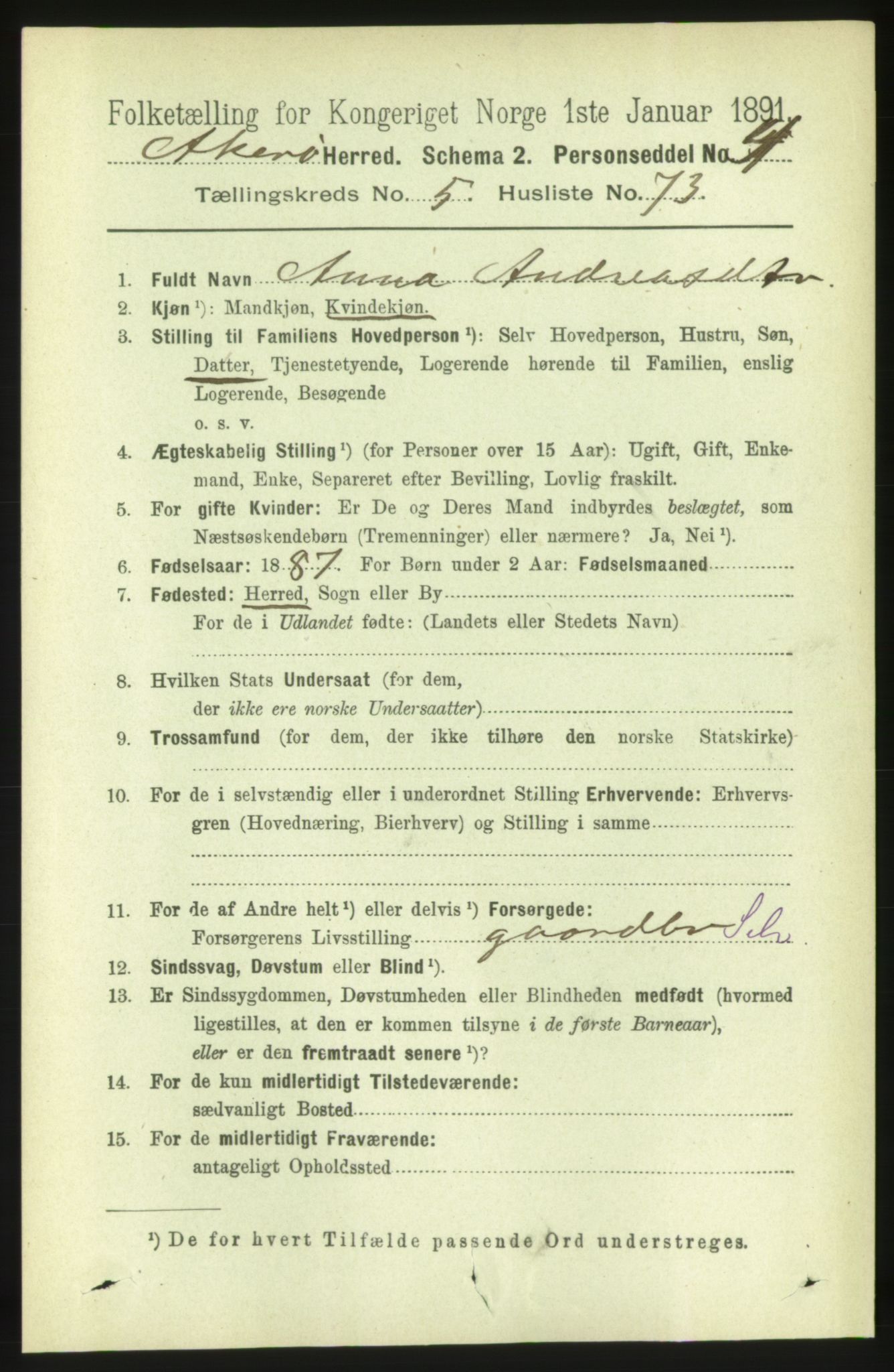 RA, 1891 census for 1545 Aukra, 1891, p. 2487