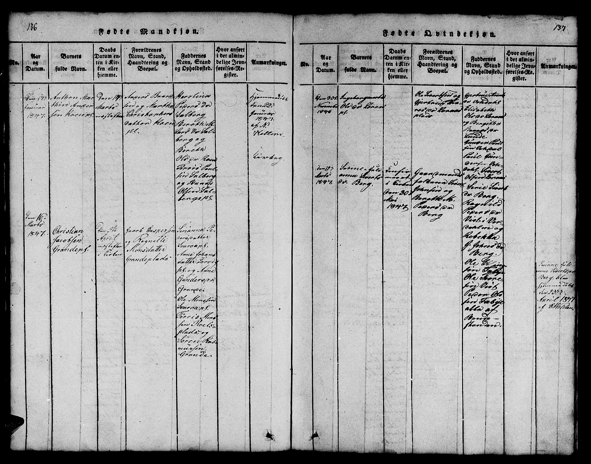 Ministerialprotokoller, klokkerbøker og fødselsregistre - Nord-Trøndelag, SAT/A-1458/731/L0310: Parish register (copy) no. 731C01, 1816-1874, p. 136-137