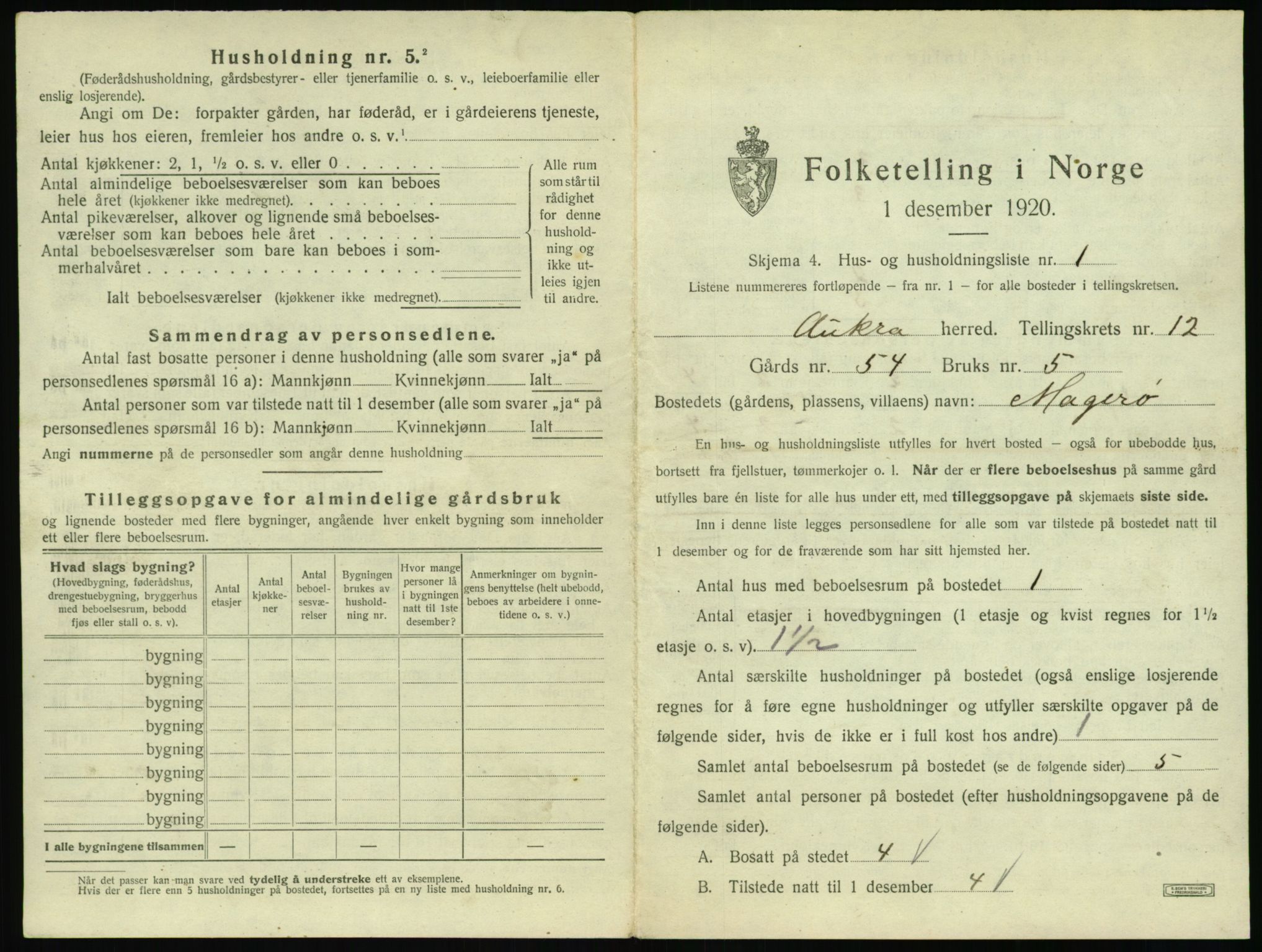 SAT, 1920 census for Aukra, 1920, p. 735