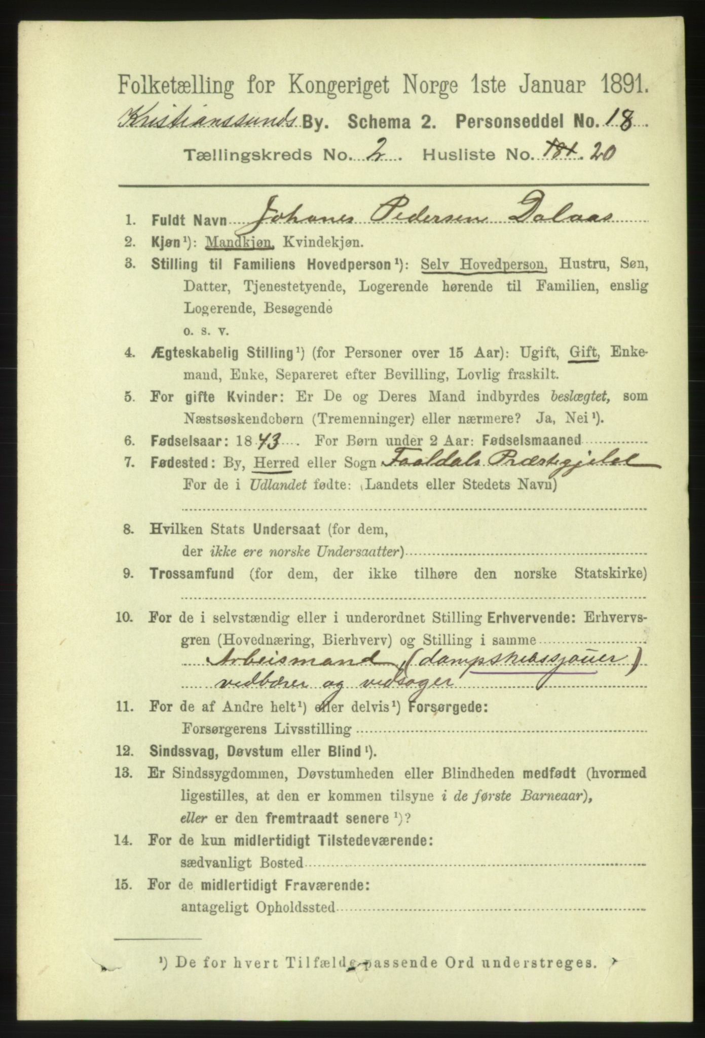 RA, 1891 census for 1503 Kristiansund, 1891, p. 2786