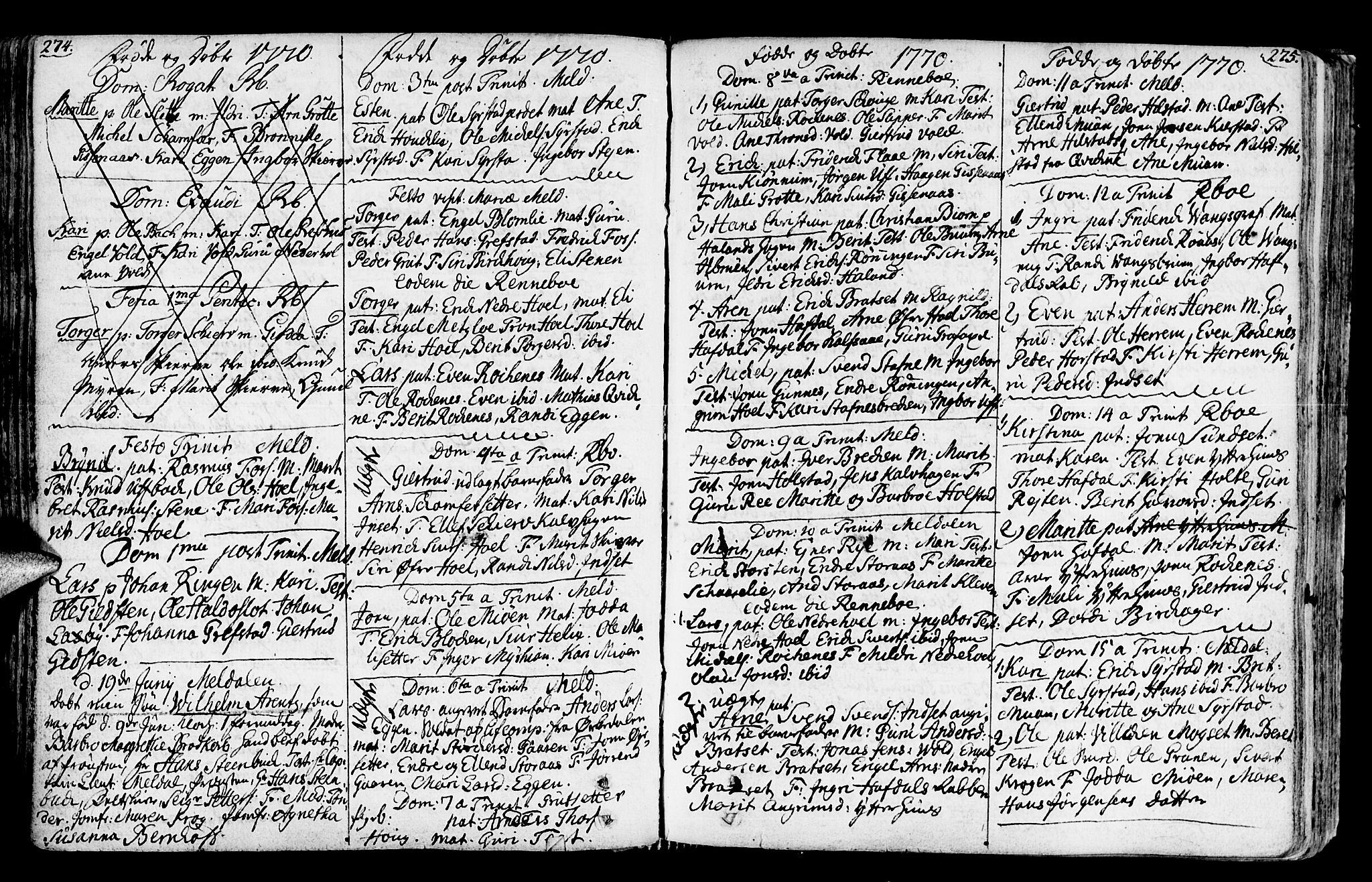 Ministerialprotokoller, klokkerbøker og fødselsregistre - Sør-Trøndelag, SAT/A-1456/672/L0851: Parish register (official) no. 672A04, 1751-1775, p. 274-275