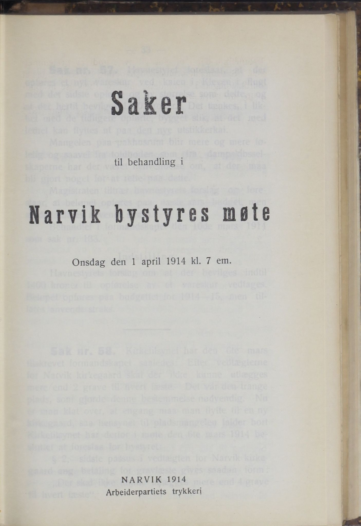 Narvik kommune. Formannskap , AIN/K-18050.150/A/Ab/L0004: Møtebok, 1914