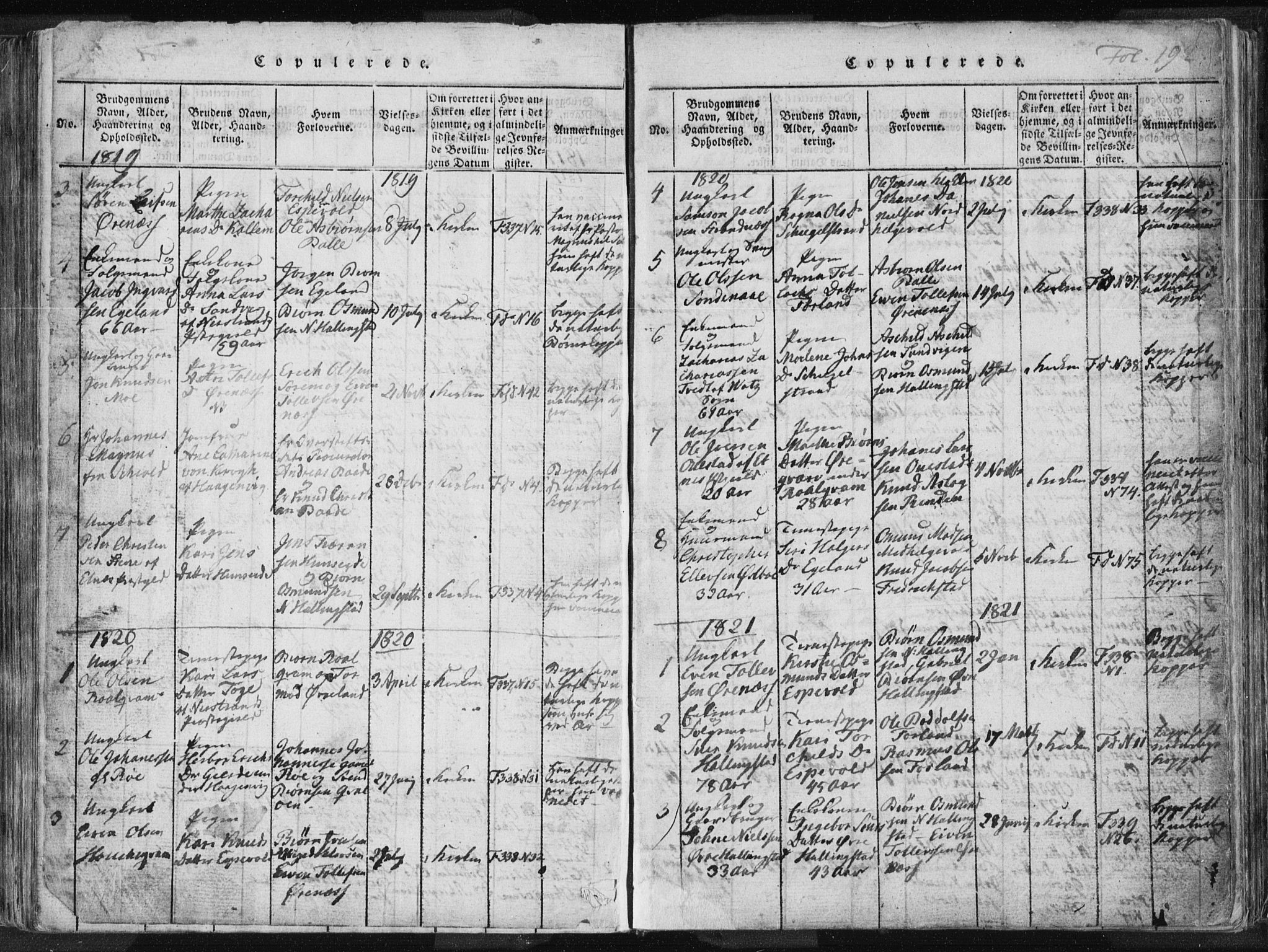 Vikedal sokneprestkontor, SAST/A-101840/01/IV: Parish register (official) no. A 3, 1817-1850, p. 192