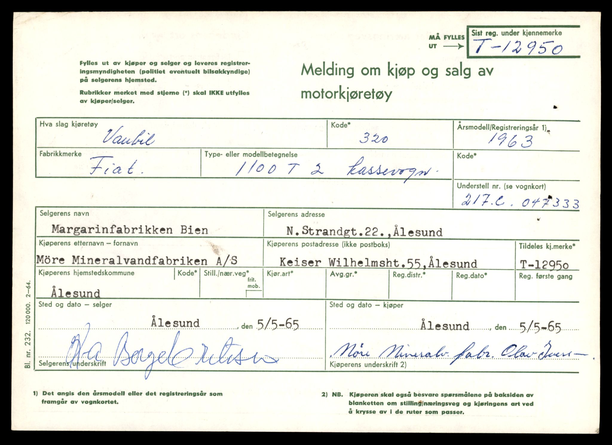 Møre og Romsdal vegkontor - Ålesund trafikkstasjon, AV/SAT-A-4099/F/Fe/L0036: Registreringskort for kjøretøy T 12831 - T 13030, 1927-1998, p. 1835