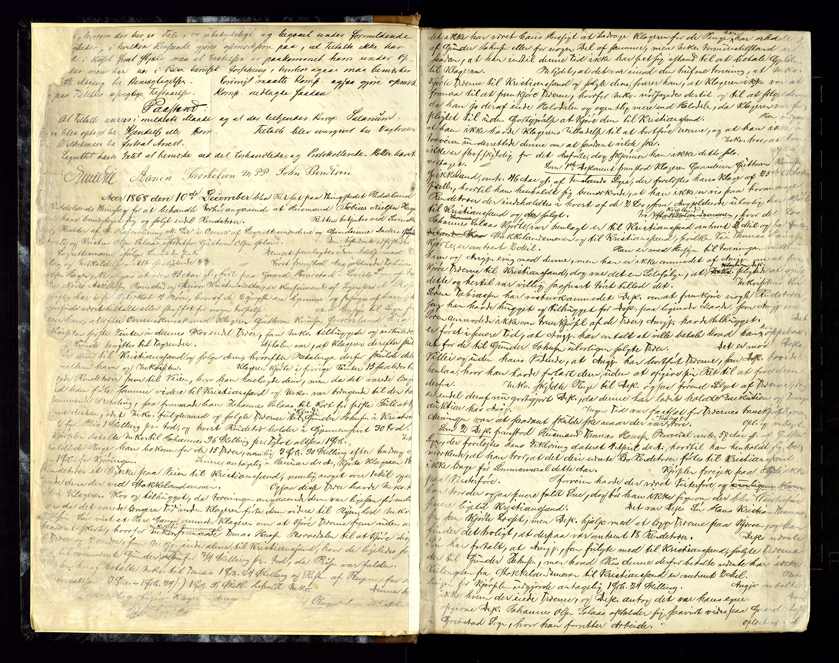 Mandal sorenskriveri, SAK/1221-0005/001/F/Fb/L0022: Ekstrarettsprotokoll nr 20, 1868-1880, p. 2