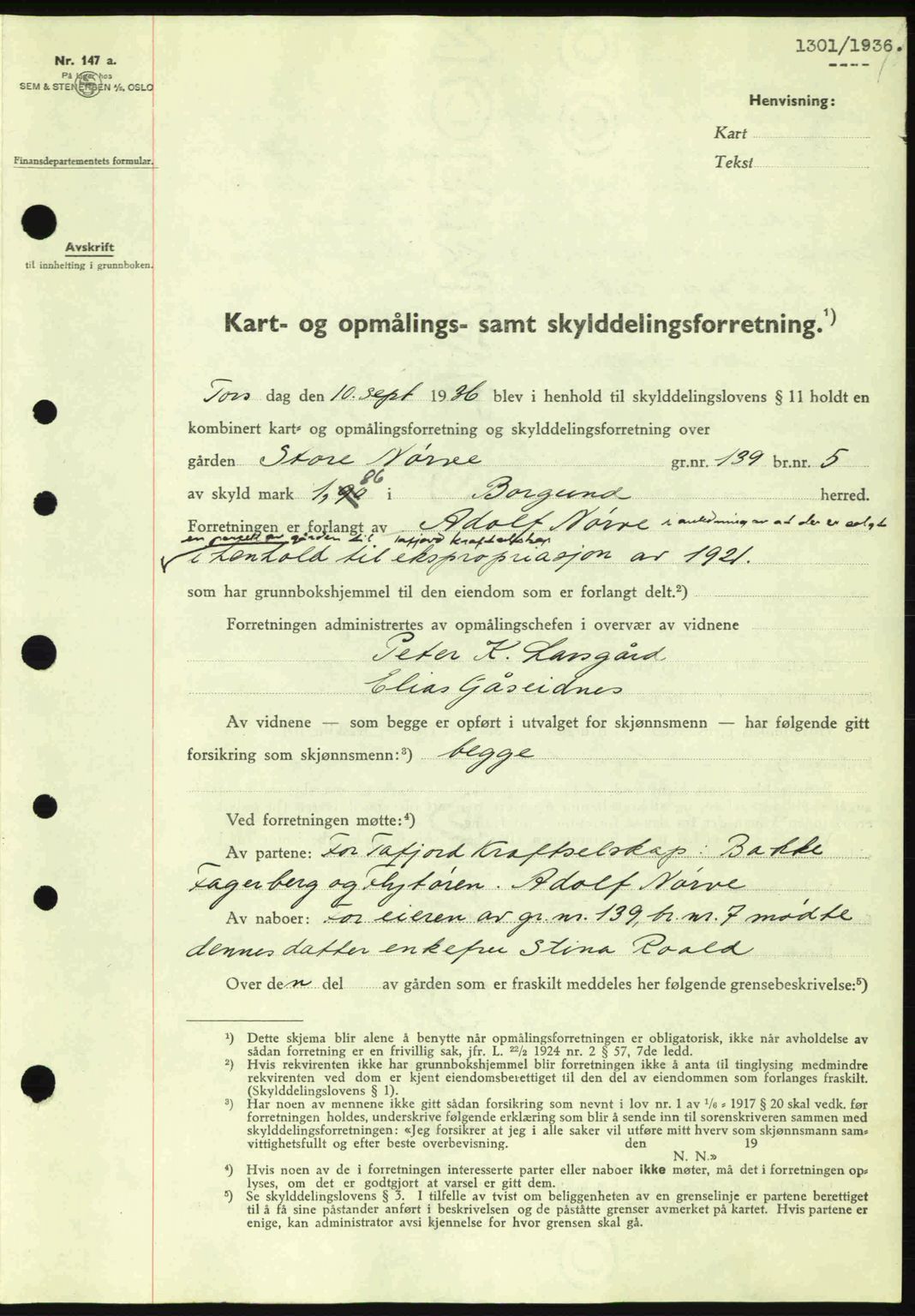 Nordre Sunnmøre sorenskriveri, AV/SAT-A-0006/1/2/2C/2Ca: Mortgage book no. A2, 1936-1937, Diary no: : 1301/1936