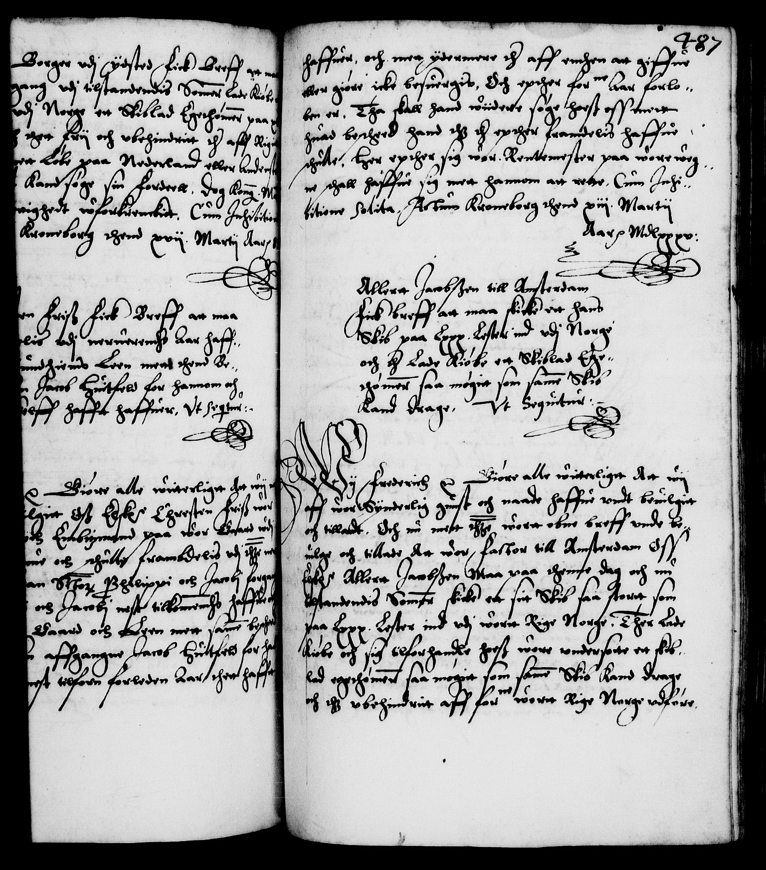 Danske Kanselli 1572-1799, RA/EA-3023/F/Fc/Fca/Fcaa/L0001: Norske registre (mikrofilm), 1572-1588, p. 487a