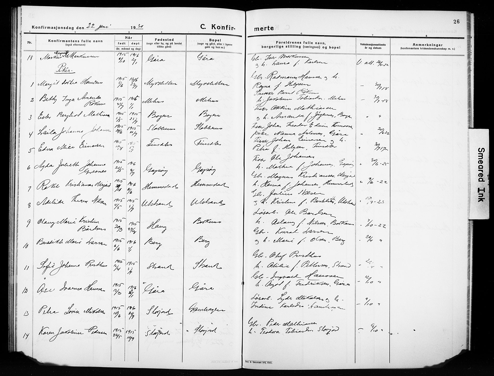 Kvæfjord sokneprestkontor, AV/SATØ-S-1323/G/Ga/Gab/L0007klokker: Parish register (copy) no. 7, 1926-1931, p. 26