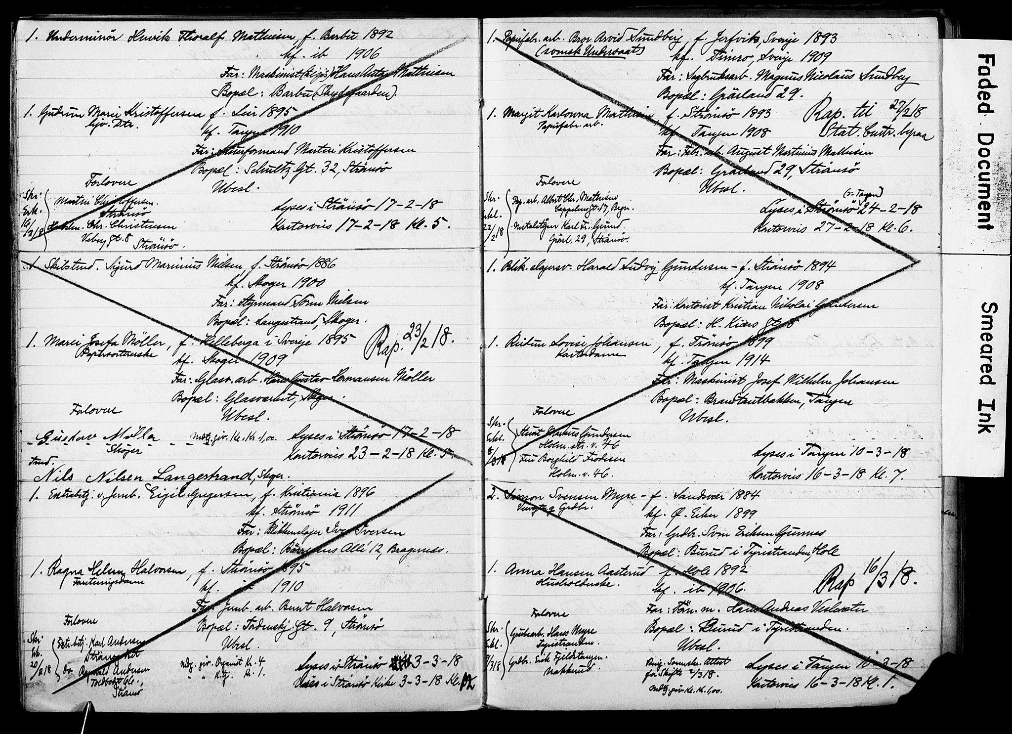 Strømsø kirkebøker, AV/SAKO-A-246/H/Ha/L0014: Banns register no. 14, 1911-1920