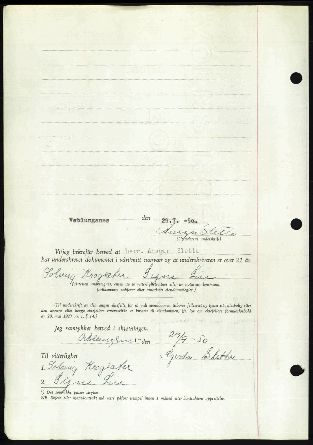 Romsdal sorenskriveri, AV/SAT-A-4149/1/2/2C: Mortgage book no. A34, 1950-1950, Diary no: : 2400/1950