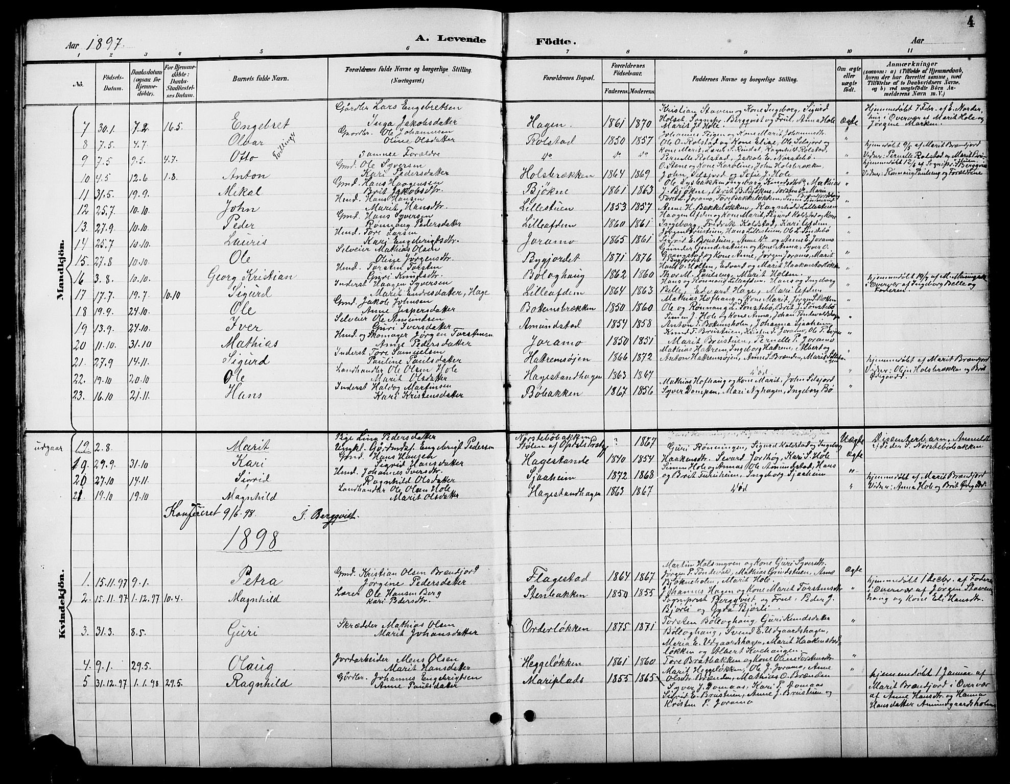 Lesja prestekontor, SAH/PREST-068/H/Ha/Hab/L0007: Parish register (copy) no. 7, 1895-1919, p. 4