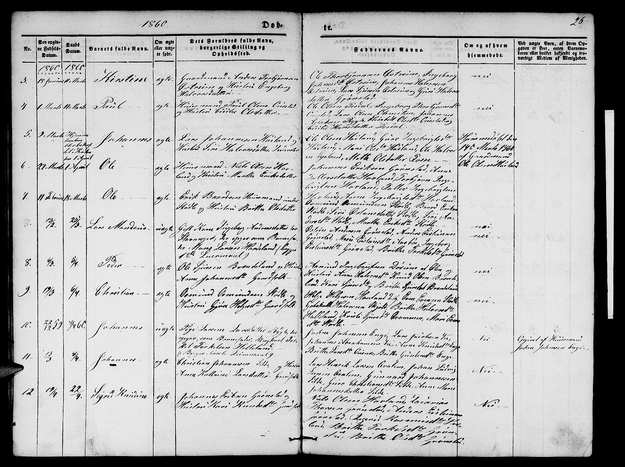 Etne sokneprestembete, SAB/A-75001/H/Hab: Parish register (copy) no. A 2, 1851-1862, p. 26