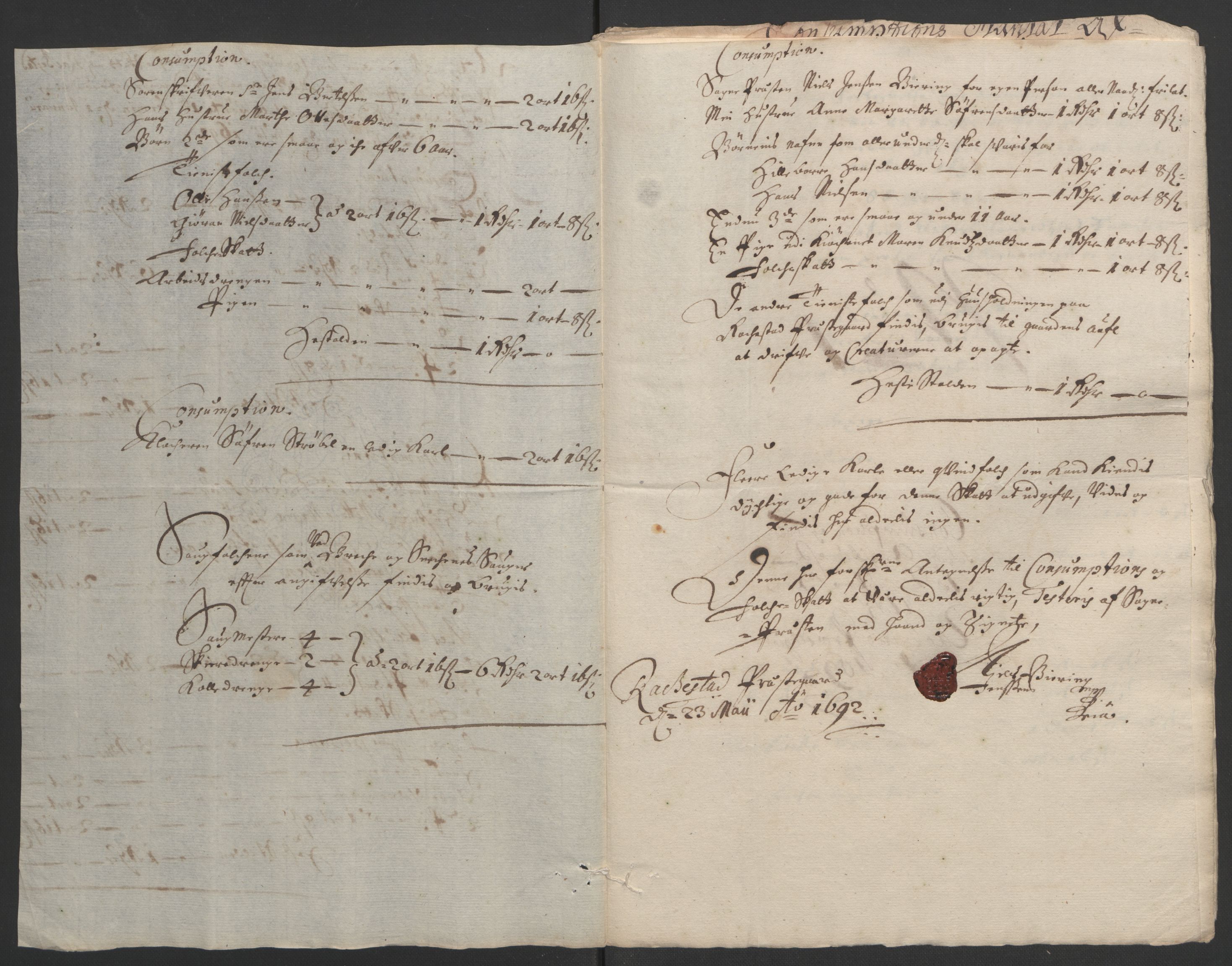 Rentekammeret inntil 1814, Reviderte regnskaper, Fogderegnskap, RA/EA-4092/R05/L0278: Fogderegnskap Rakkestad, 1691-1693, p. 289