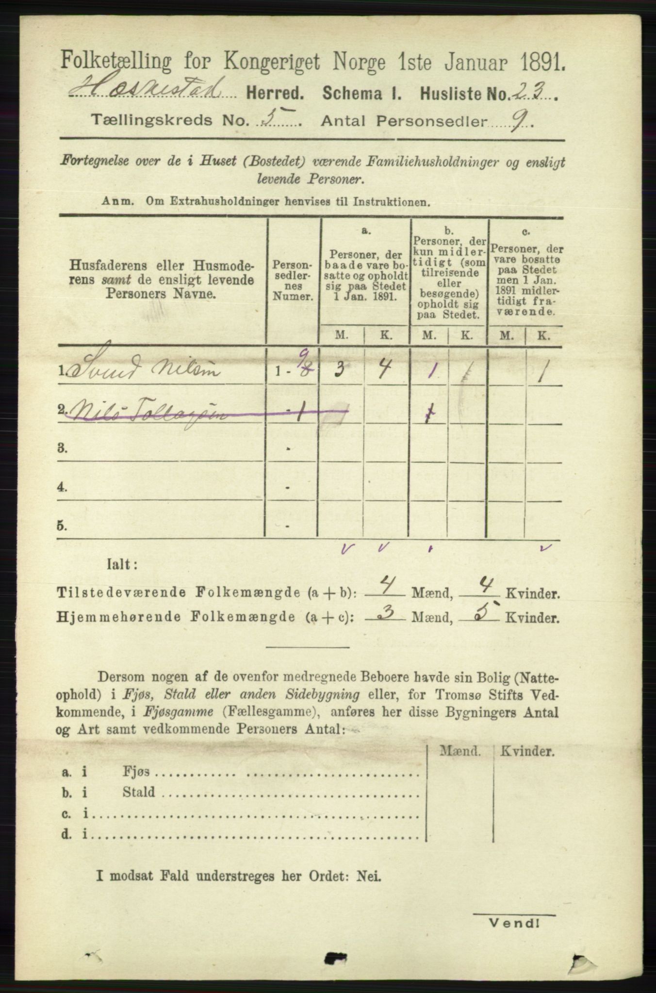 RA, 1891 census for 1113 Heskestad, 1891, p. 868