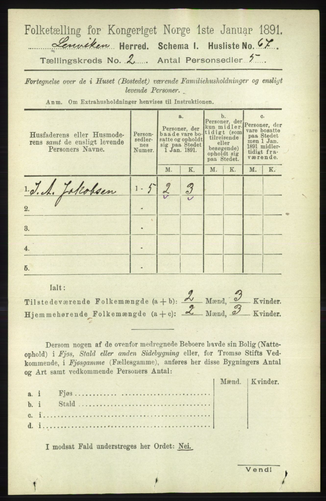 RA, 1891 census for 1931 Lenvik, 1891, p. 769