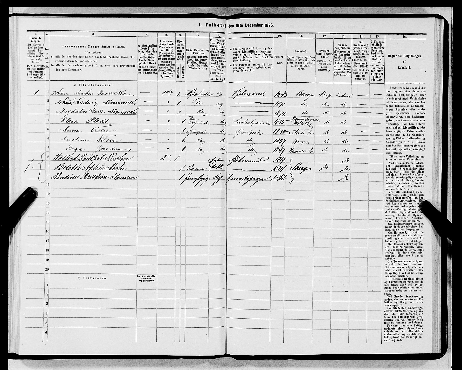 SAB, 1875 census for 1301 Bergen, 1875, p. 3692