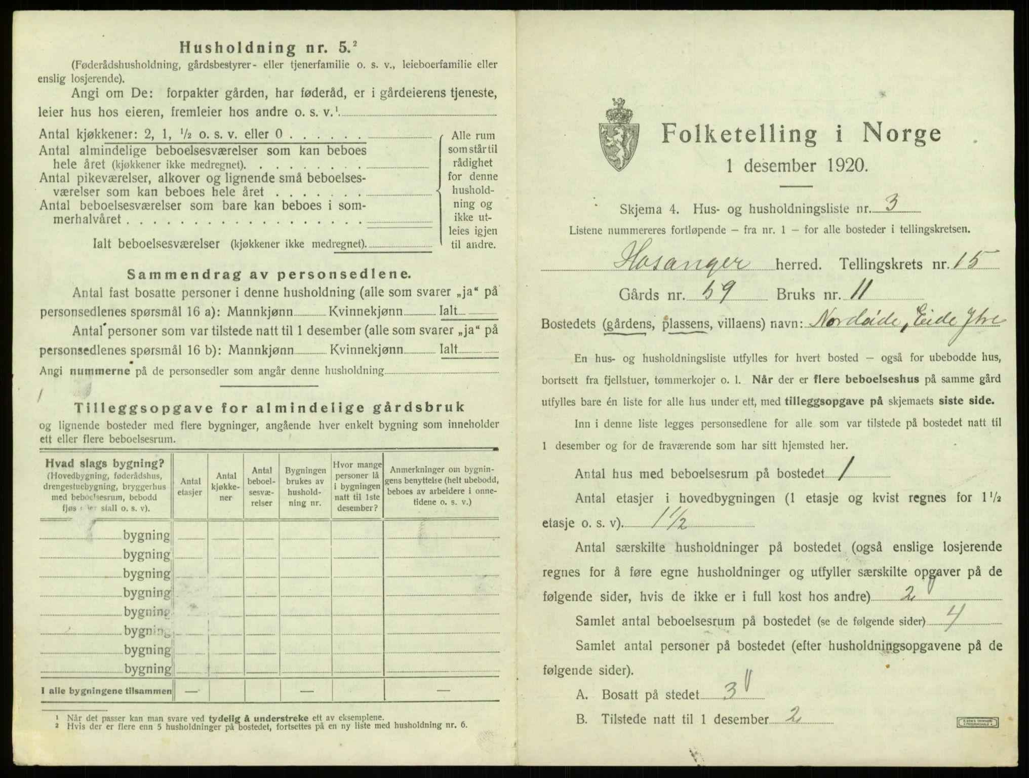 SAB, 1920 census for Hosanger, 1920, p. 775