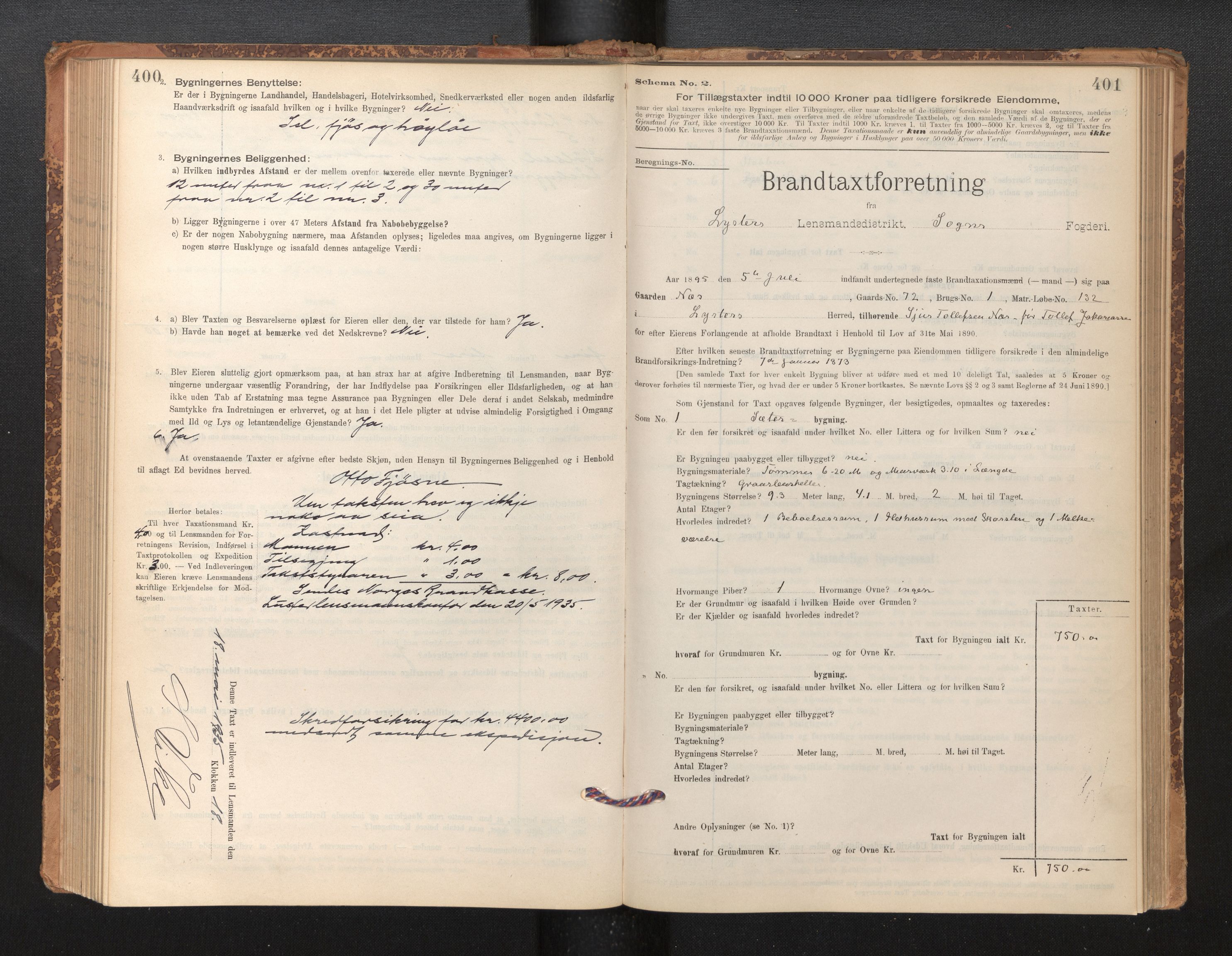 Lensmannen i Luster, SAB/A-29301/0012/L0007: Branntakstprotokoll, skjematakst, 1895-1935, p. 400-401