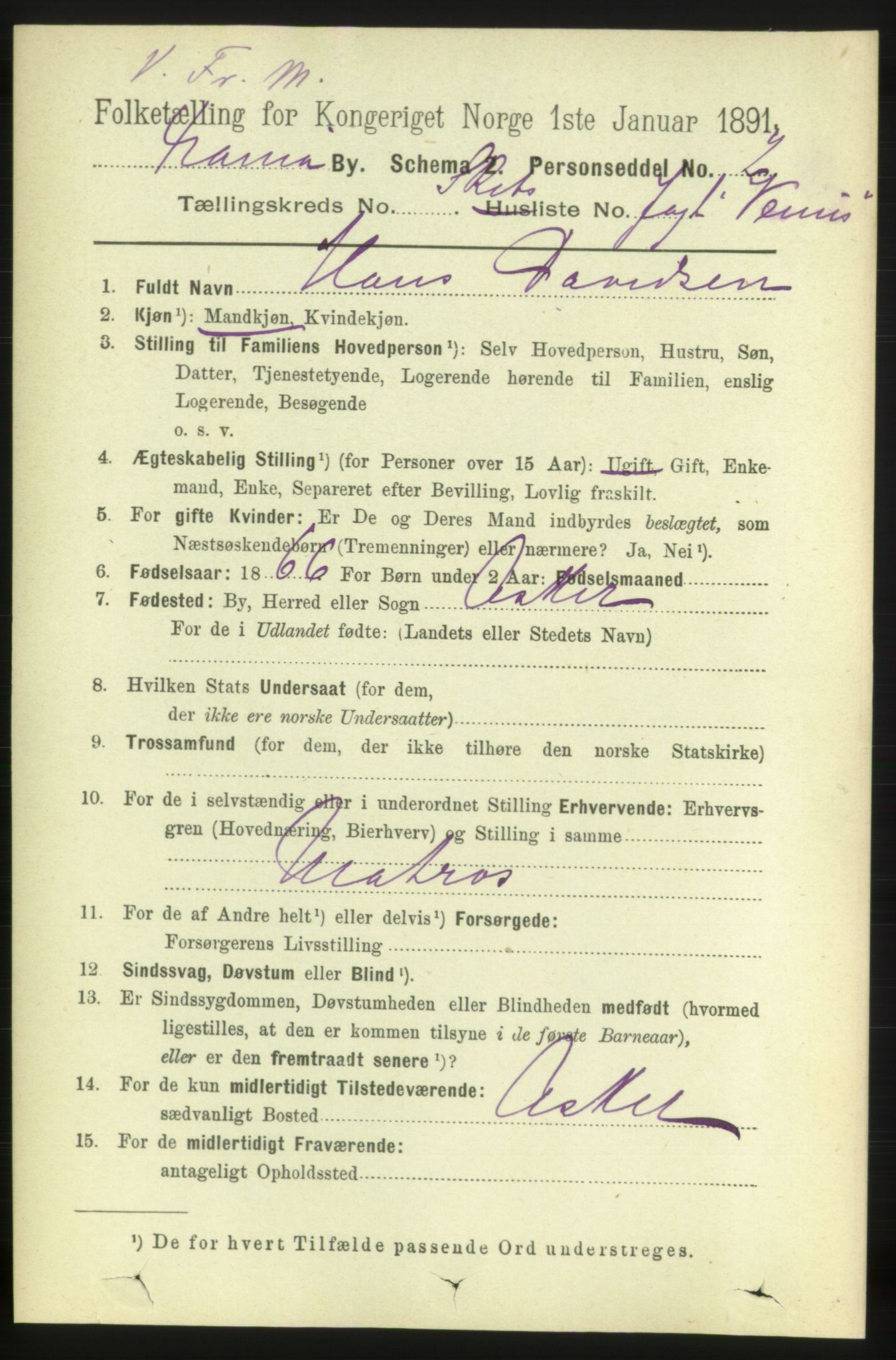 RA, 1891 census for 0301 Kristiania, 1891, p. 12938