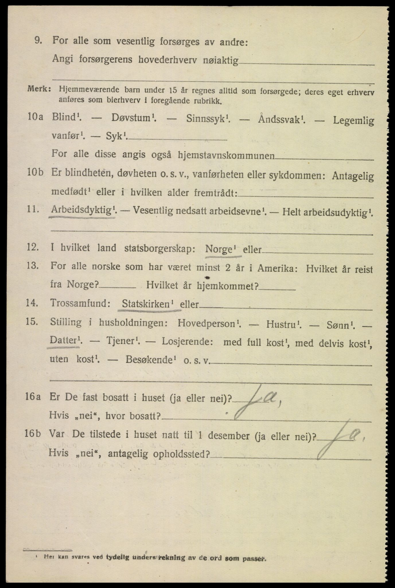 SAK, 1920 census for Fjotland, 1920, p. 947