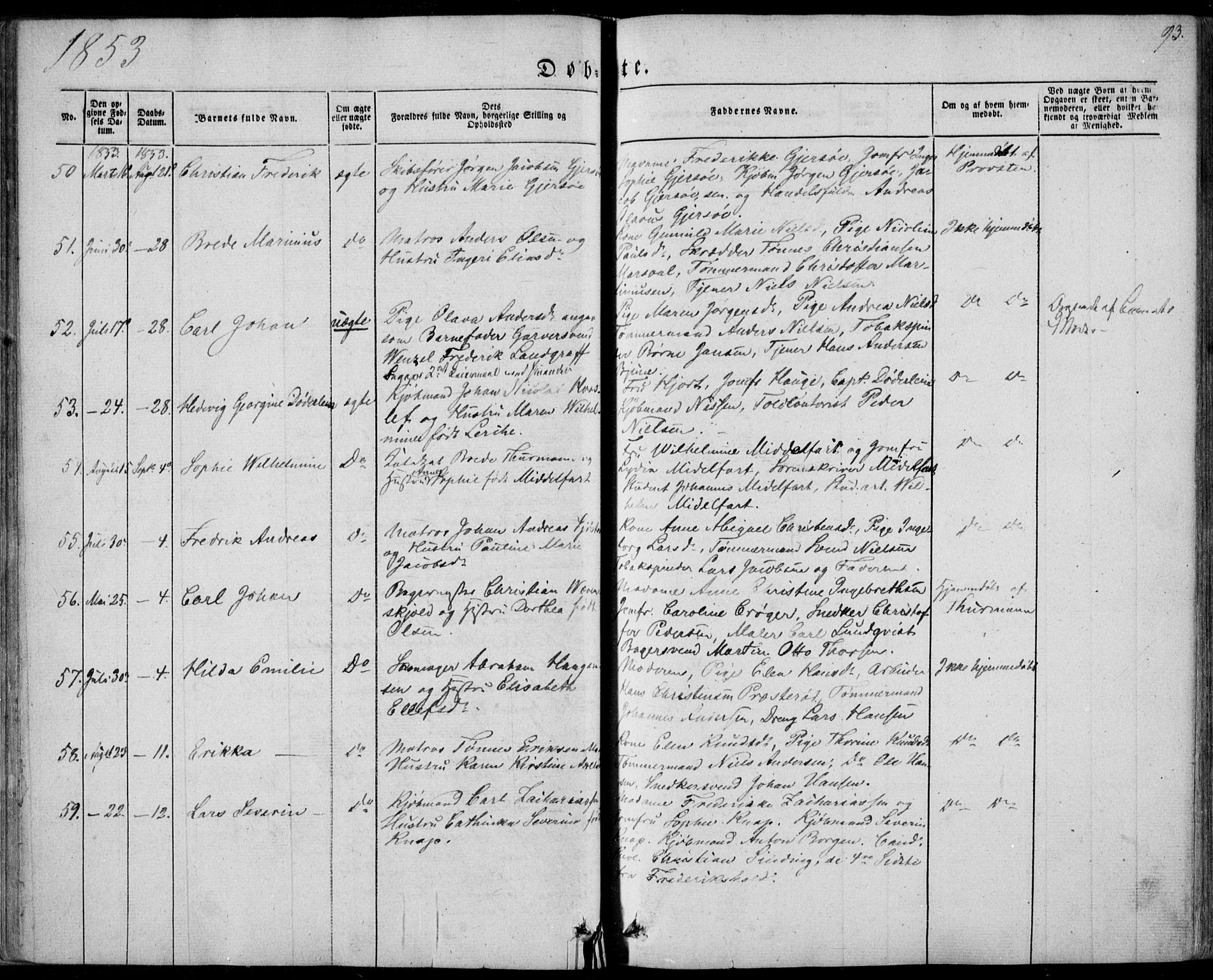 Tønsberg kirkebøker, AV/SAKO-A-330/F/Fa/L0007: Parish register (official) no. I 7, 1845-1854, p. 93