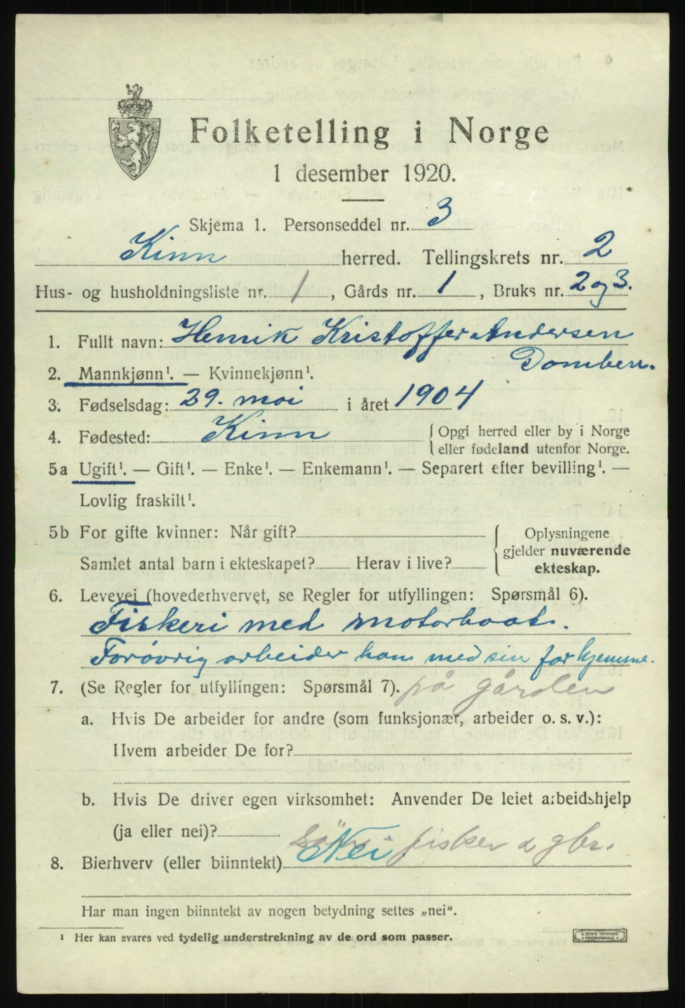 SAB, 1920 census for Kinn, 1920, p. 1937