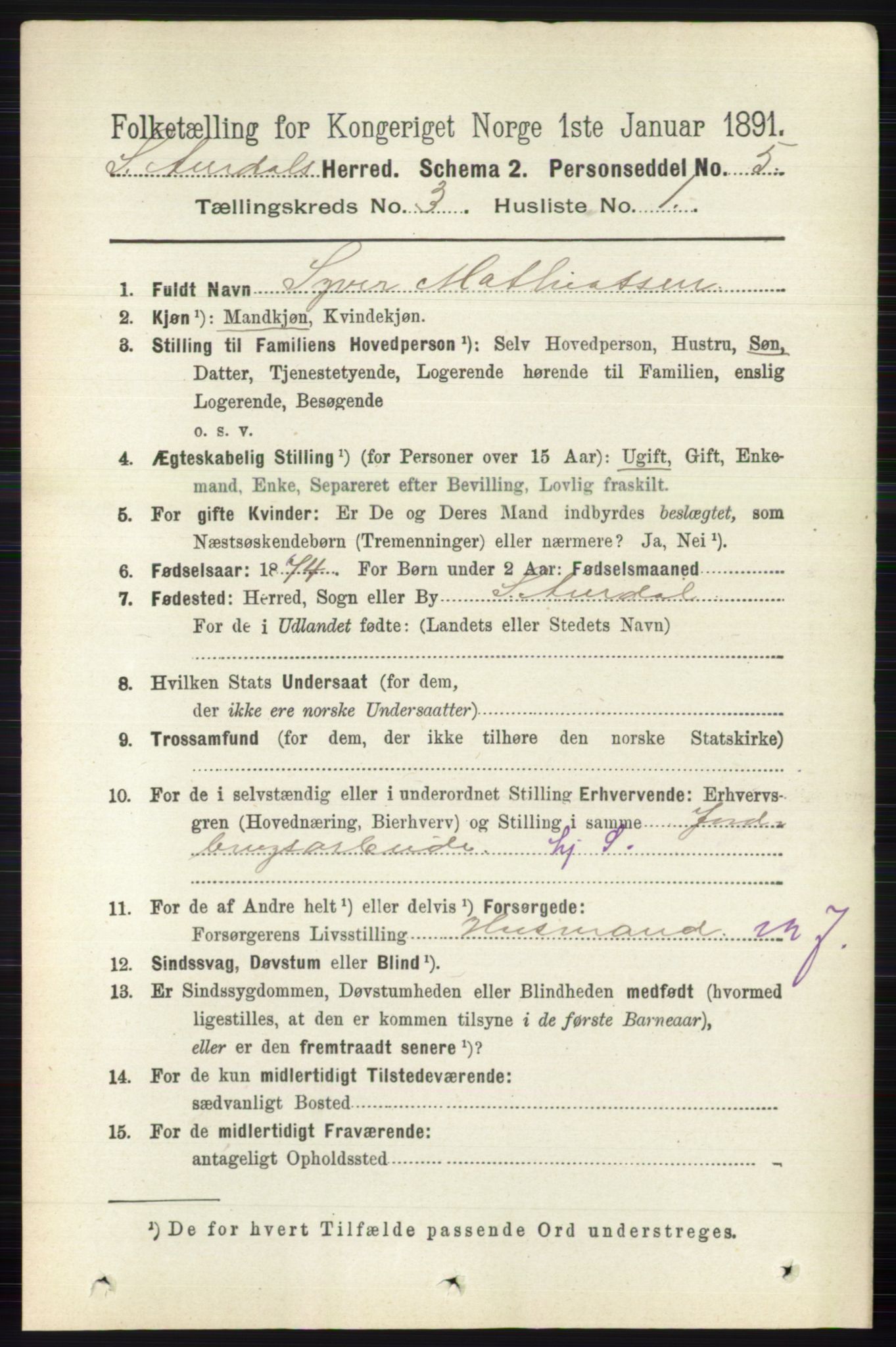 RA, 1891 census for 0540 Sør-Aurdal, 1891, p. 1673