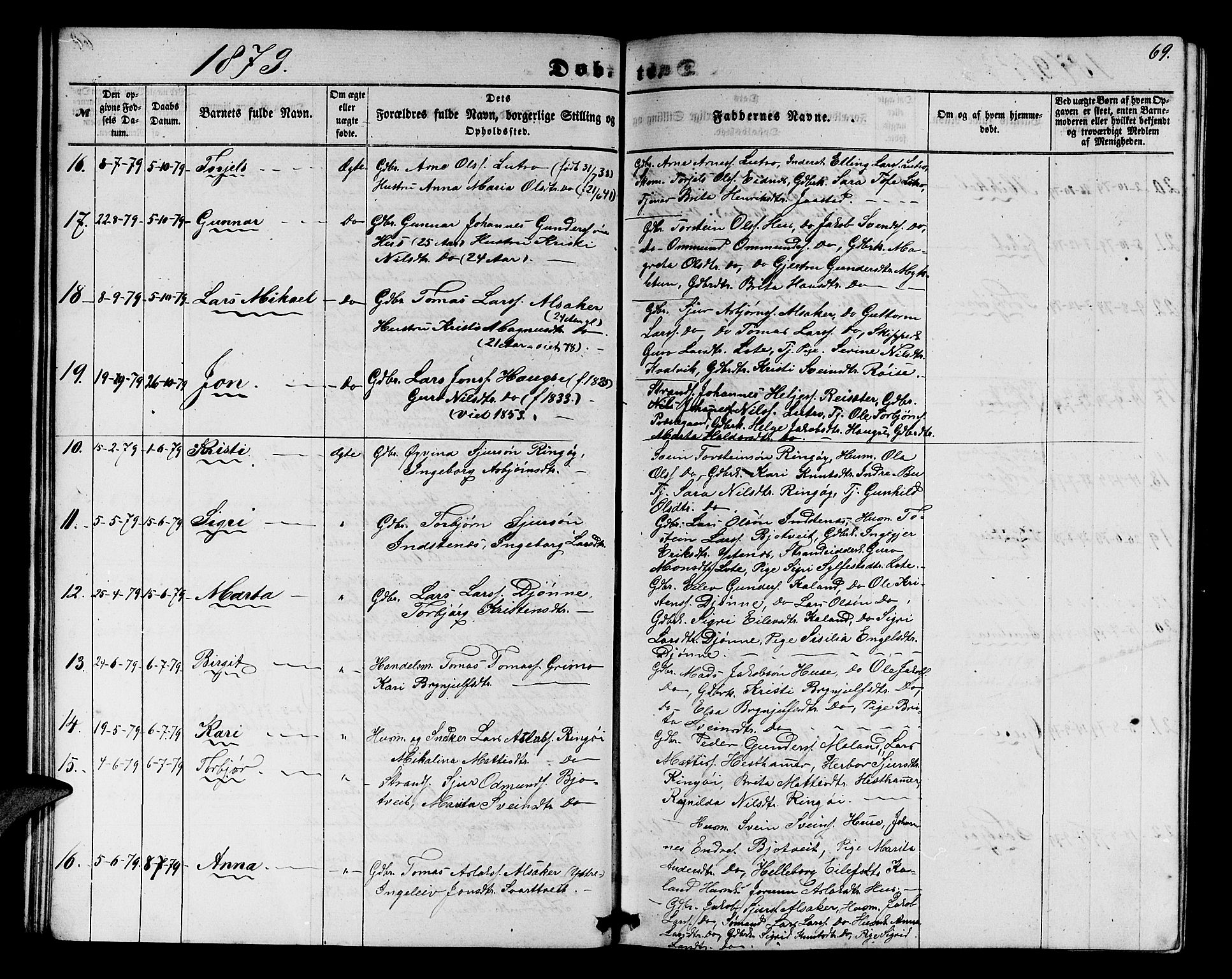 Ullensvang sokneprestembete, SAB/A-78701/H/Hab: Parish register (copy) no. E 6, 1857-1886, p. 69