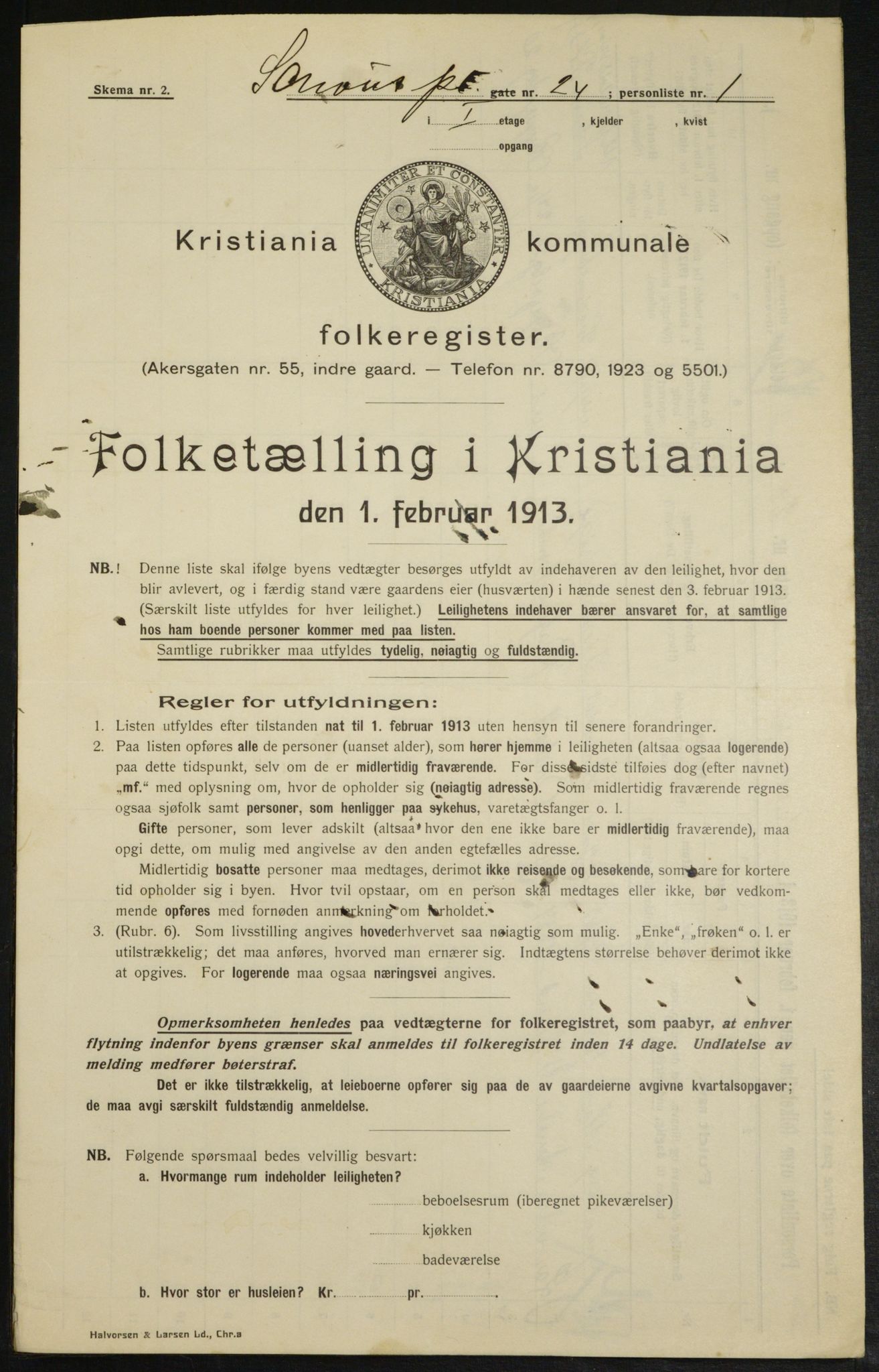 OBA, Municipal Census 1913 for Kristiania, 1913, p. 90482