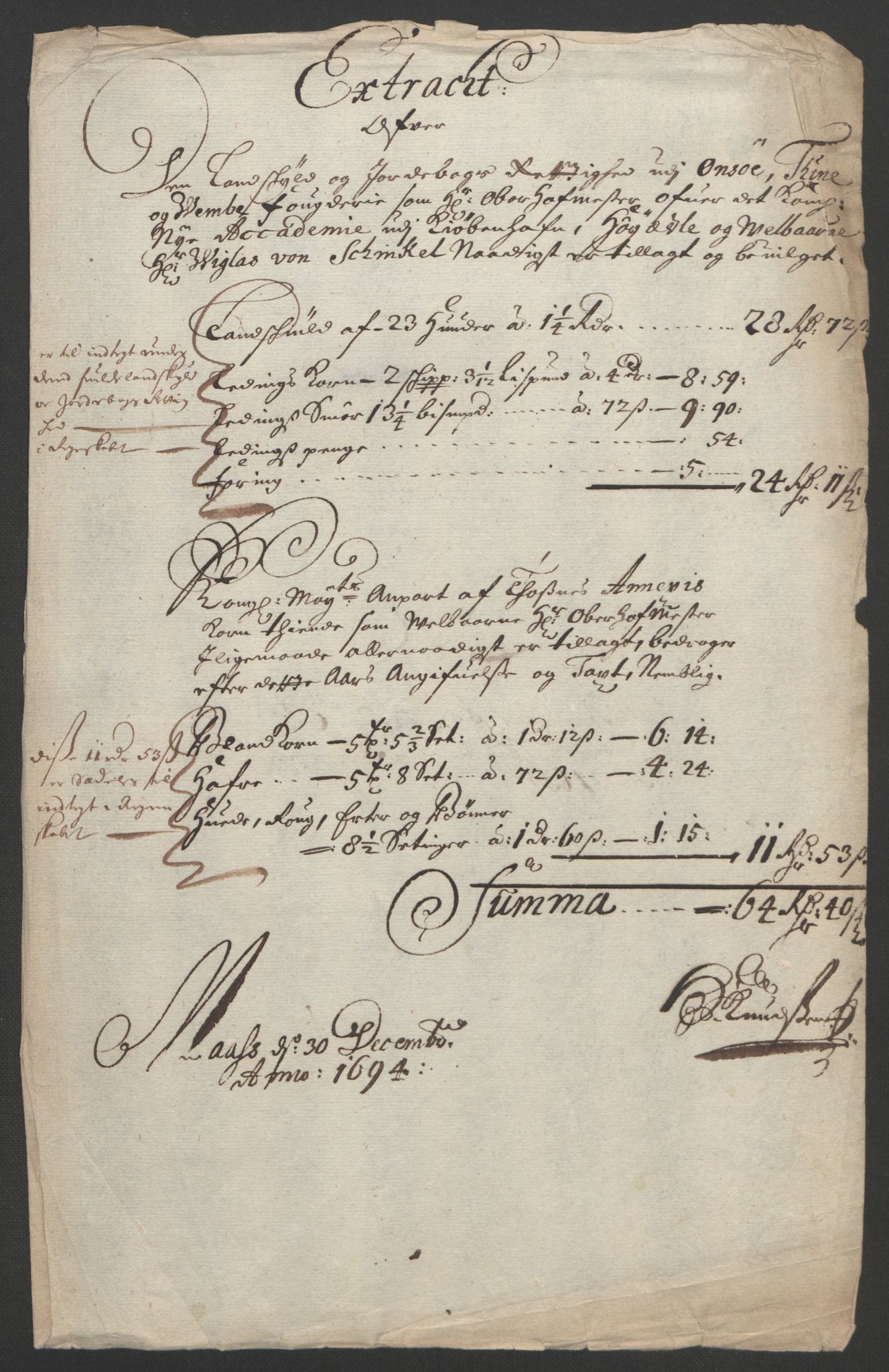 Rentekammeret inntil 1814, Reviderte regnskaper, Fogderegnskap, RA/EA-4092/R03/L0121: Fogderegnskap Onsøy, Tune, Veme og Åbygge fogderi, 1694, p. 96