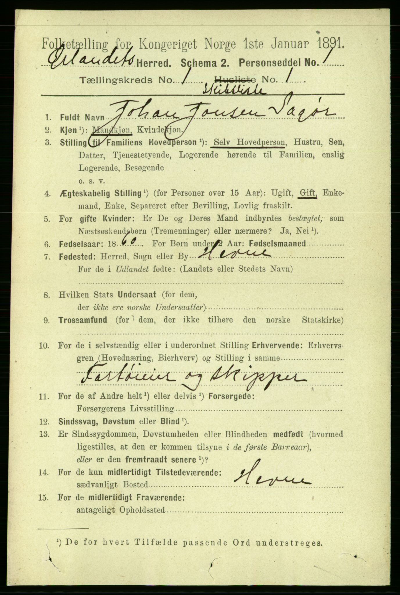 RA, 1891 census for 1621 Ørland, 1891, p. 405