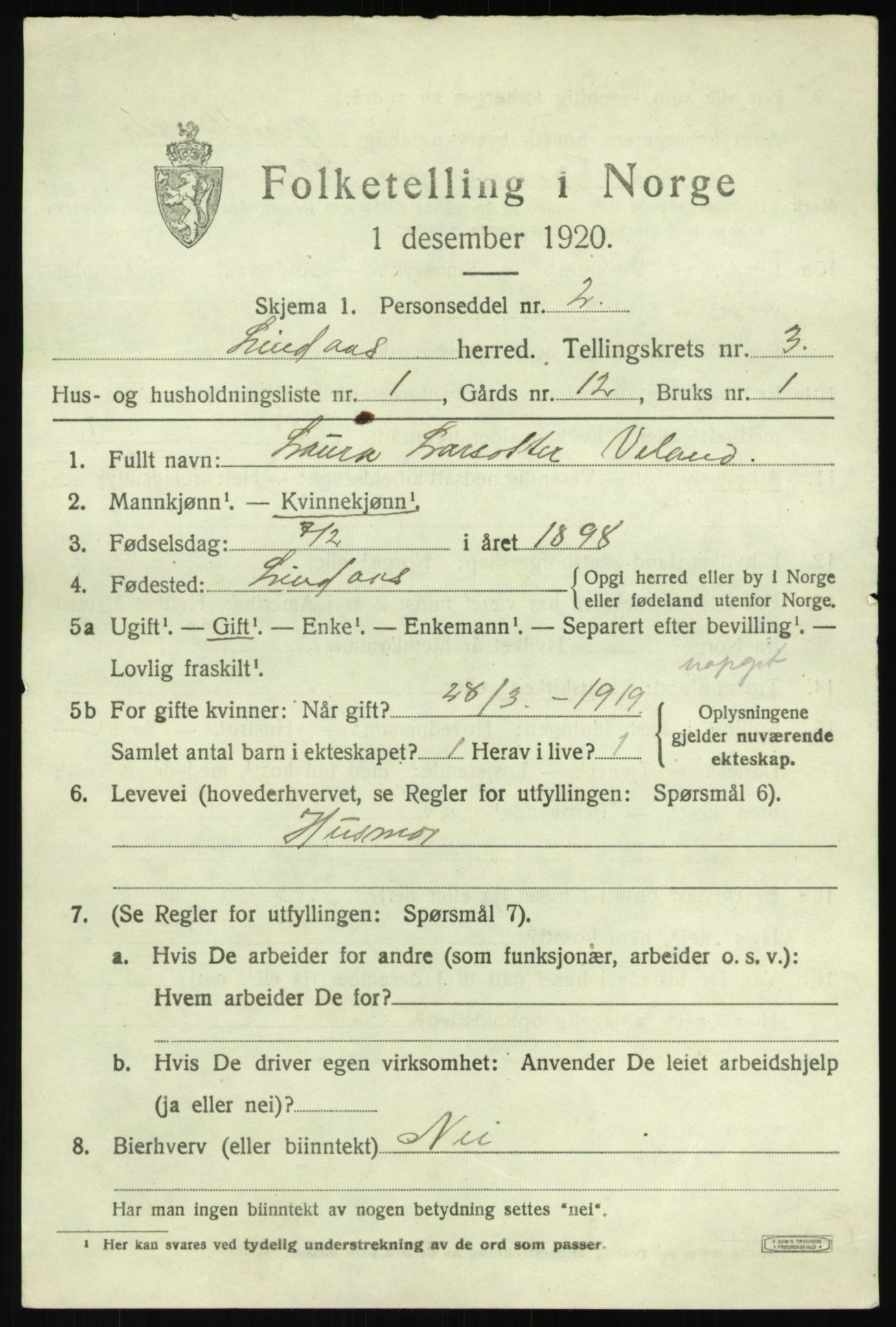 SAB, 1920 census for Lindås, 1920, p. 1925