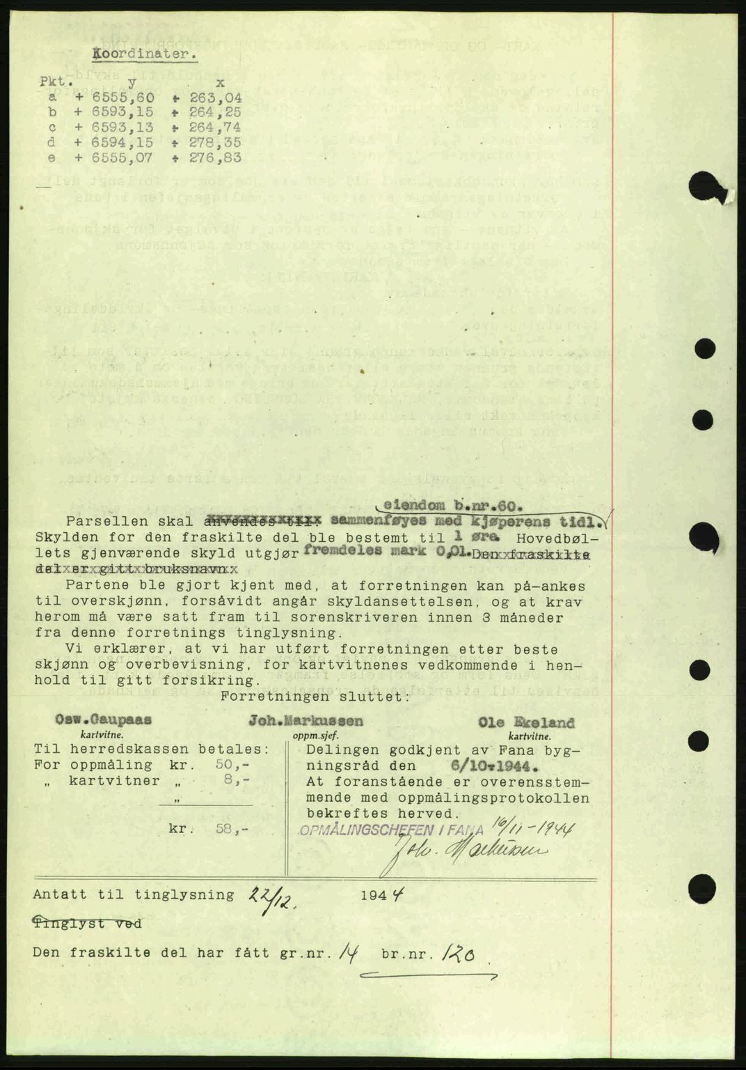 Midhordland sorenskriveri, SAB/A-3001/1/G/Gb/Gbj/L0019: Mortgage book no. A37-38, 1944-1945, Diary no: : 4042/1944