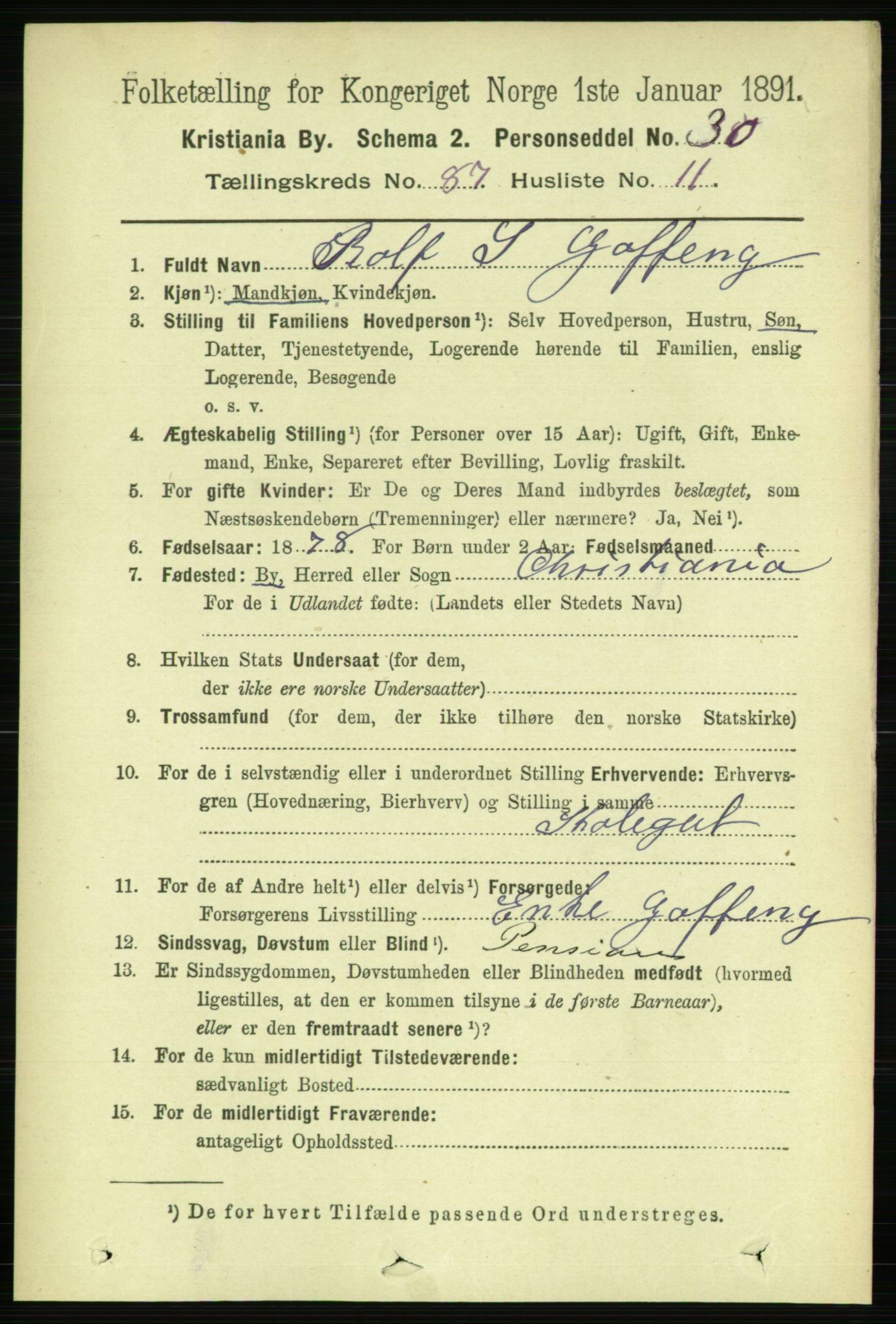 RA, 1891 census for 0301 Kristiania, 1891, p. 43811