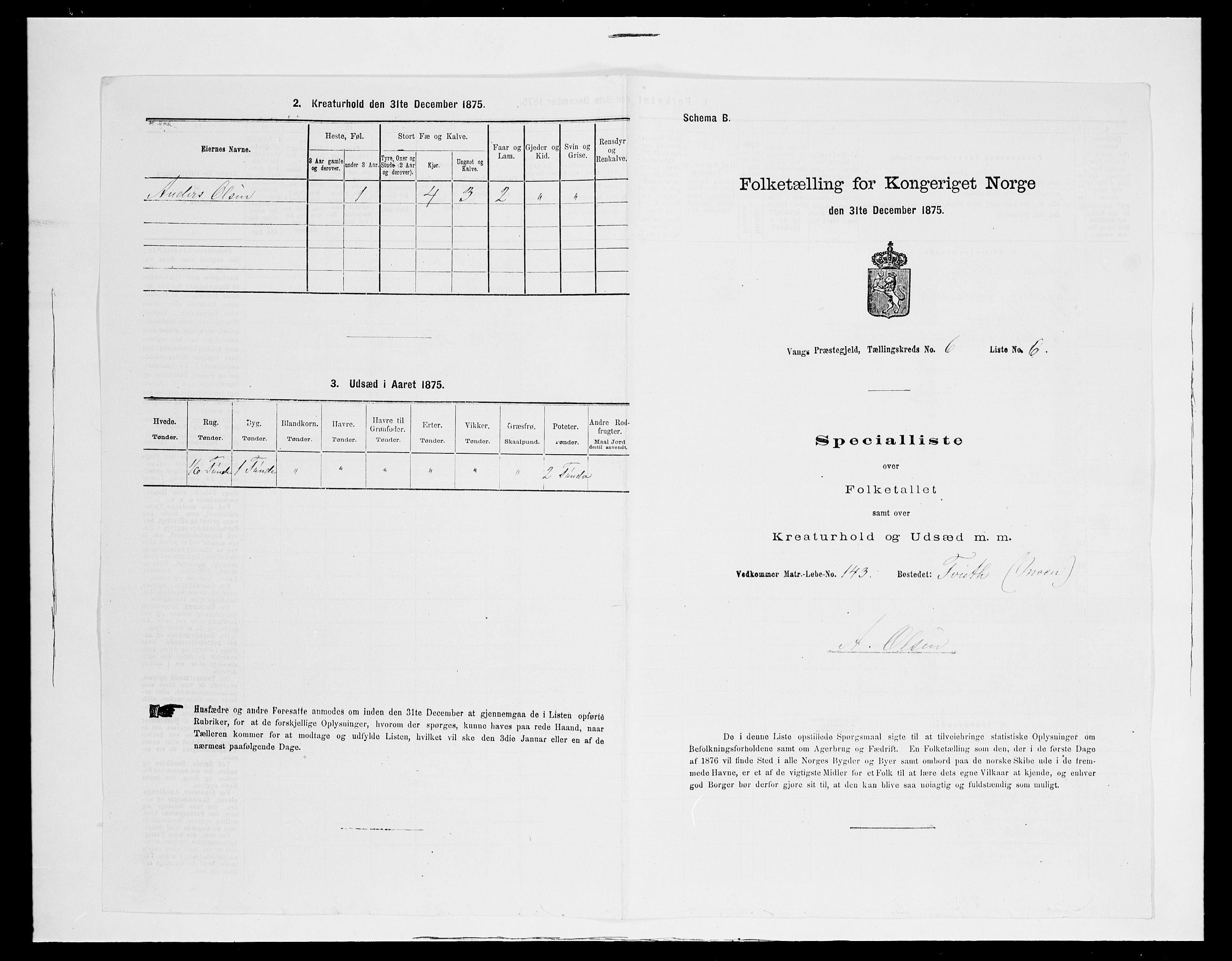 SAH, 1875 census for 0545P Vang, 1875, p. 565