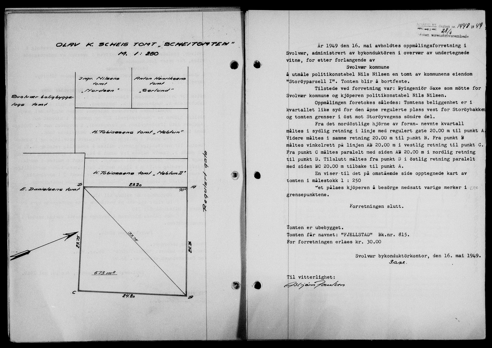 Lofoten sorenskriveri, SAT/A-0017/1/2/2C/L0021a: Mortgage book no. 21a, 1949-1949, Diary no: : 1448/1949
